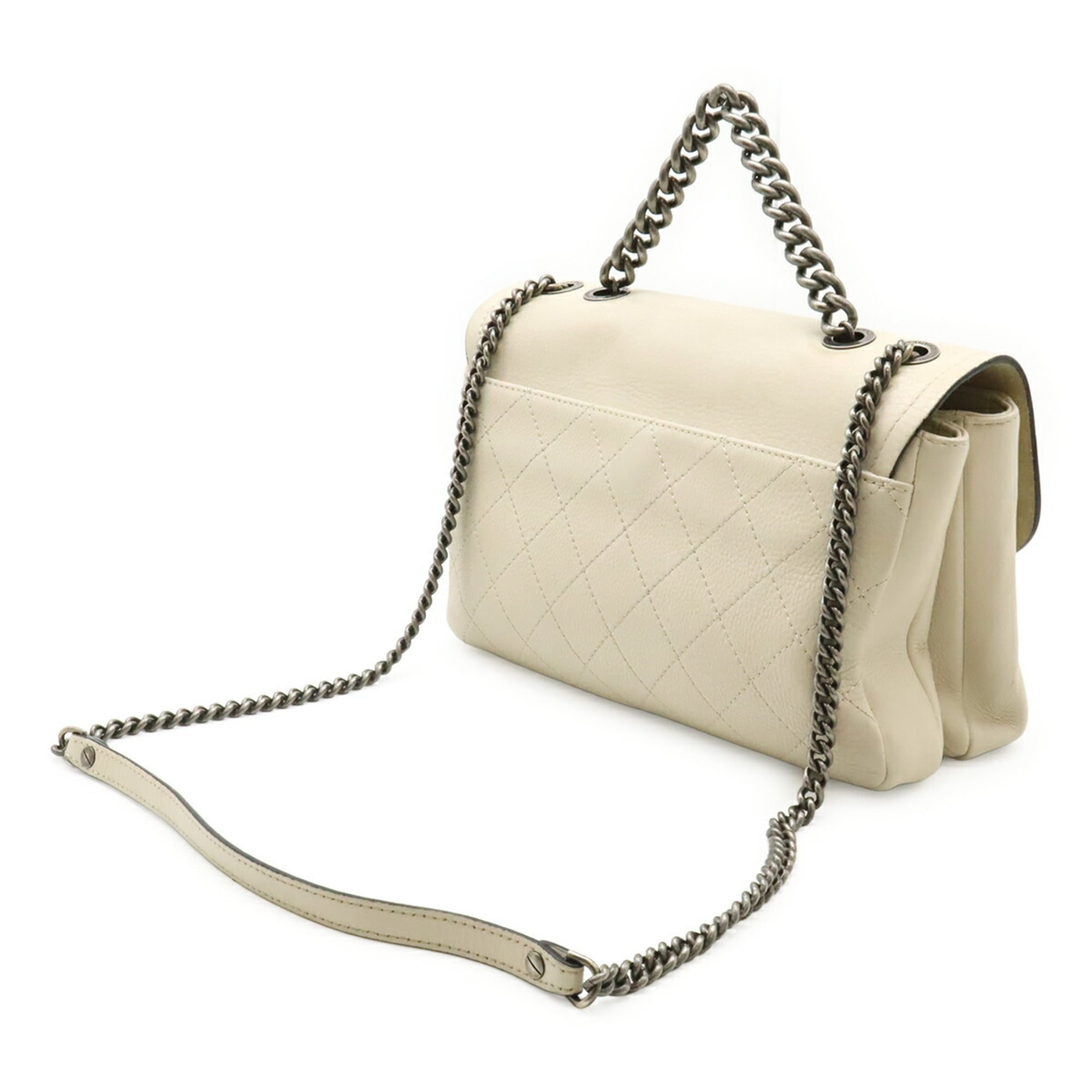 Chanel Ivory Leather Handbag Shoulder Bag (Pre-Owned)