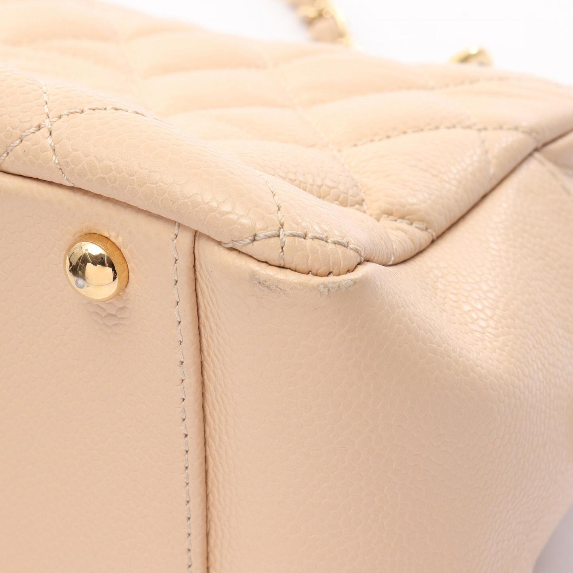Chanel Beige Leather Handbag Shoulder Bag (Pre-Owned)