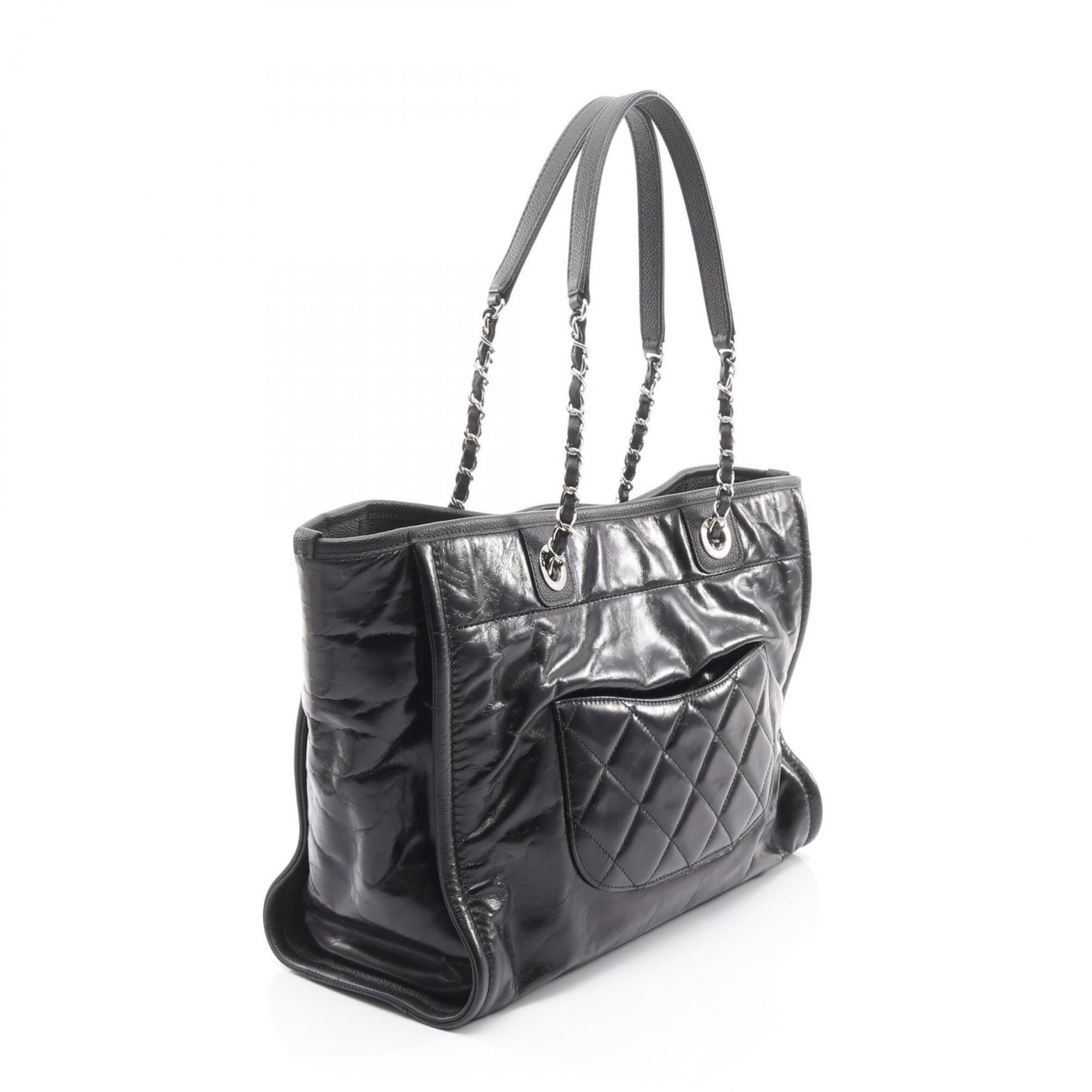 Chanel Black Grained Calfskin Handbag Tote Bag (Pre-Owned)