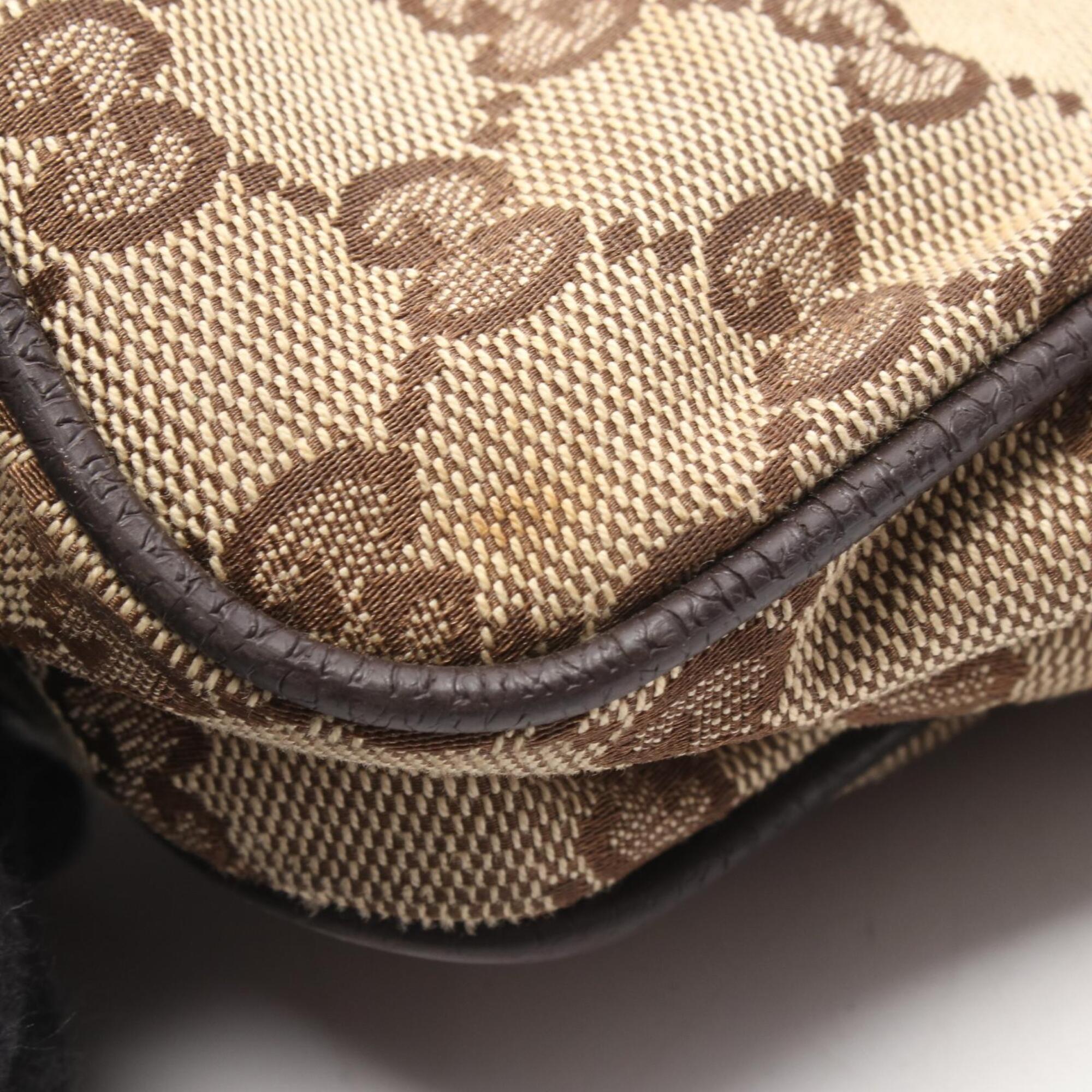 Gucci Beige Brown Multi-Color Canvas Leather Tote Bag (Pre-Owned)