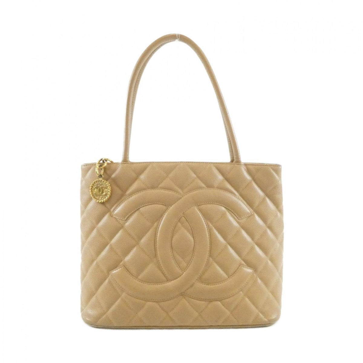 Chanel Beige Grained Calfskin Handbag (Pre-Owned)