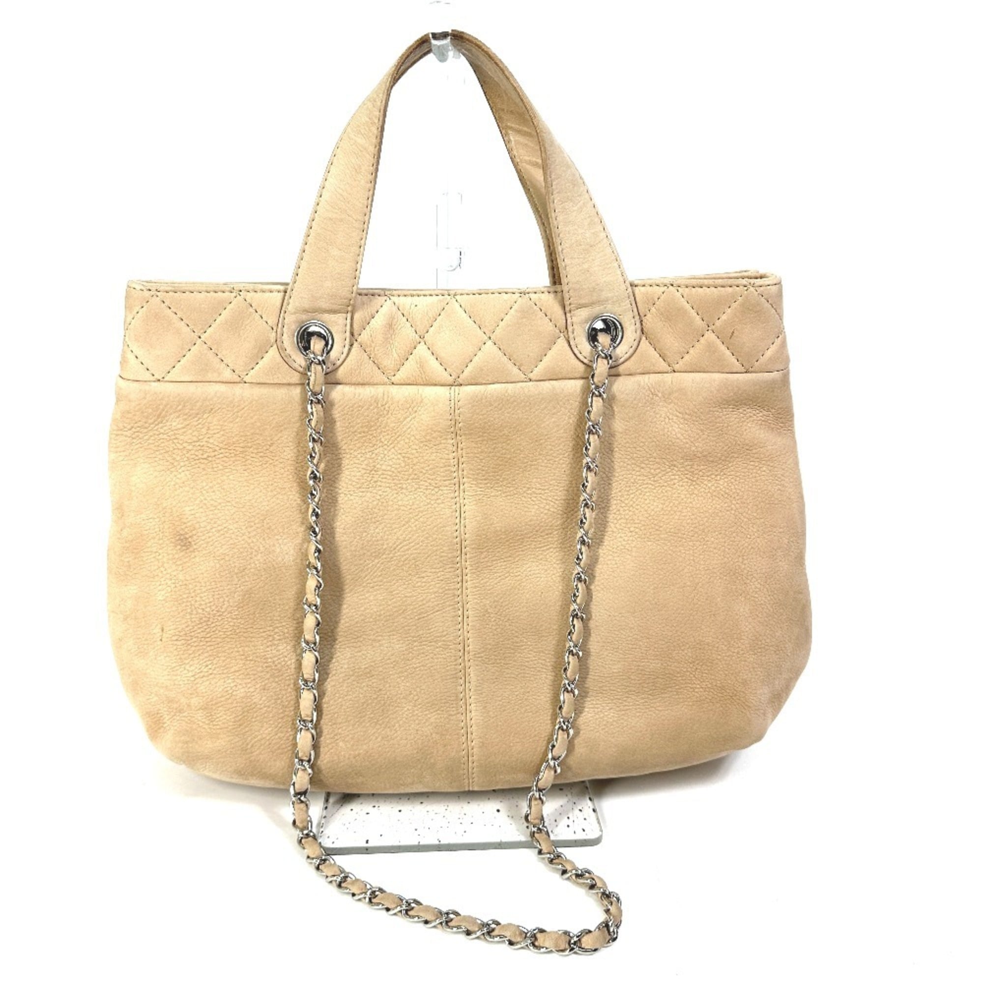 Chanel Beige Suede Shoulder Bag Tote Bag (Pre-Owned)
