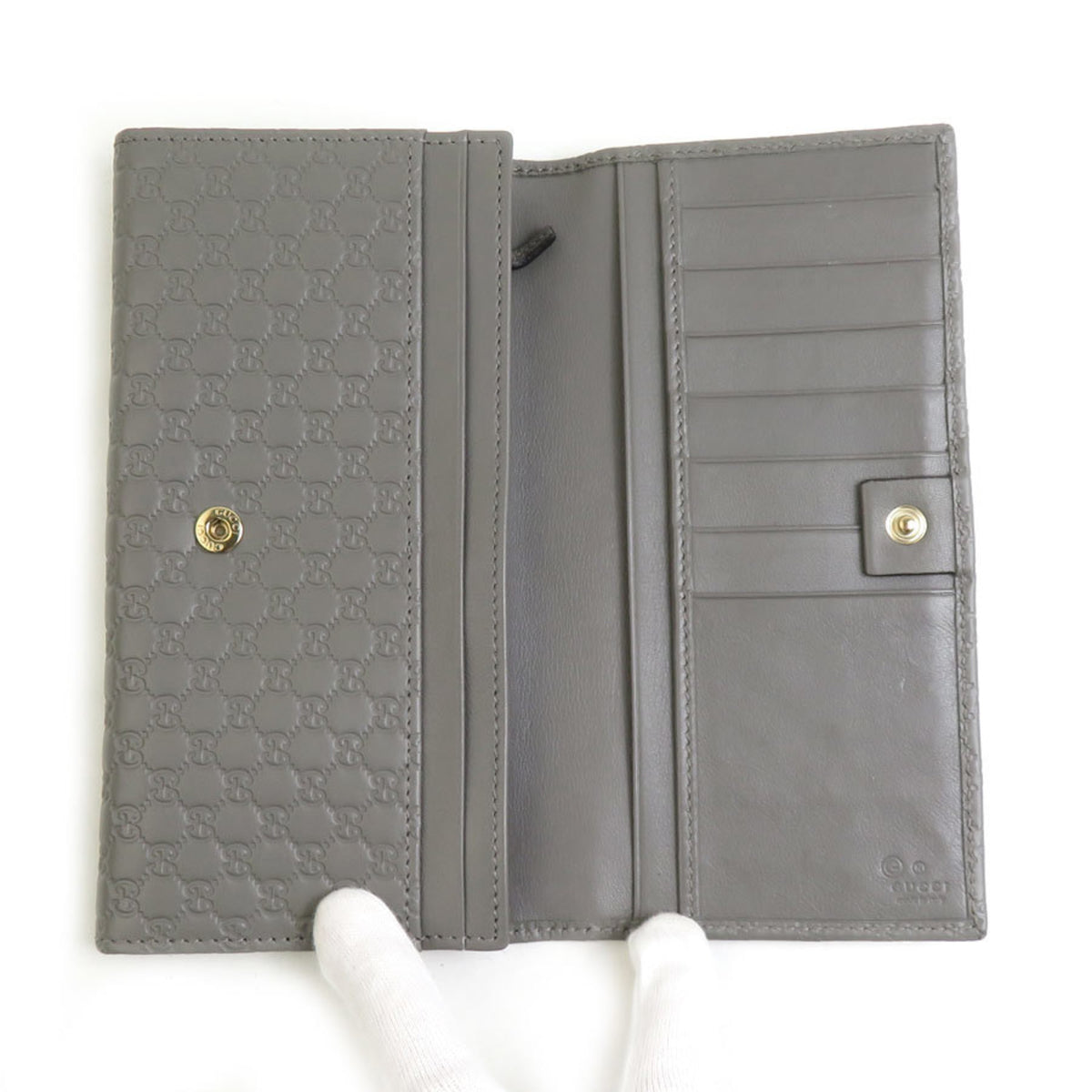 Gucci Gray Leather Long Wallet (Bi-Fold) (Pre-Owned)