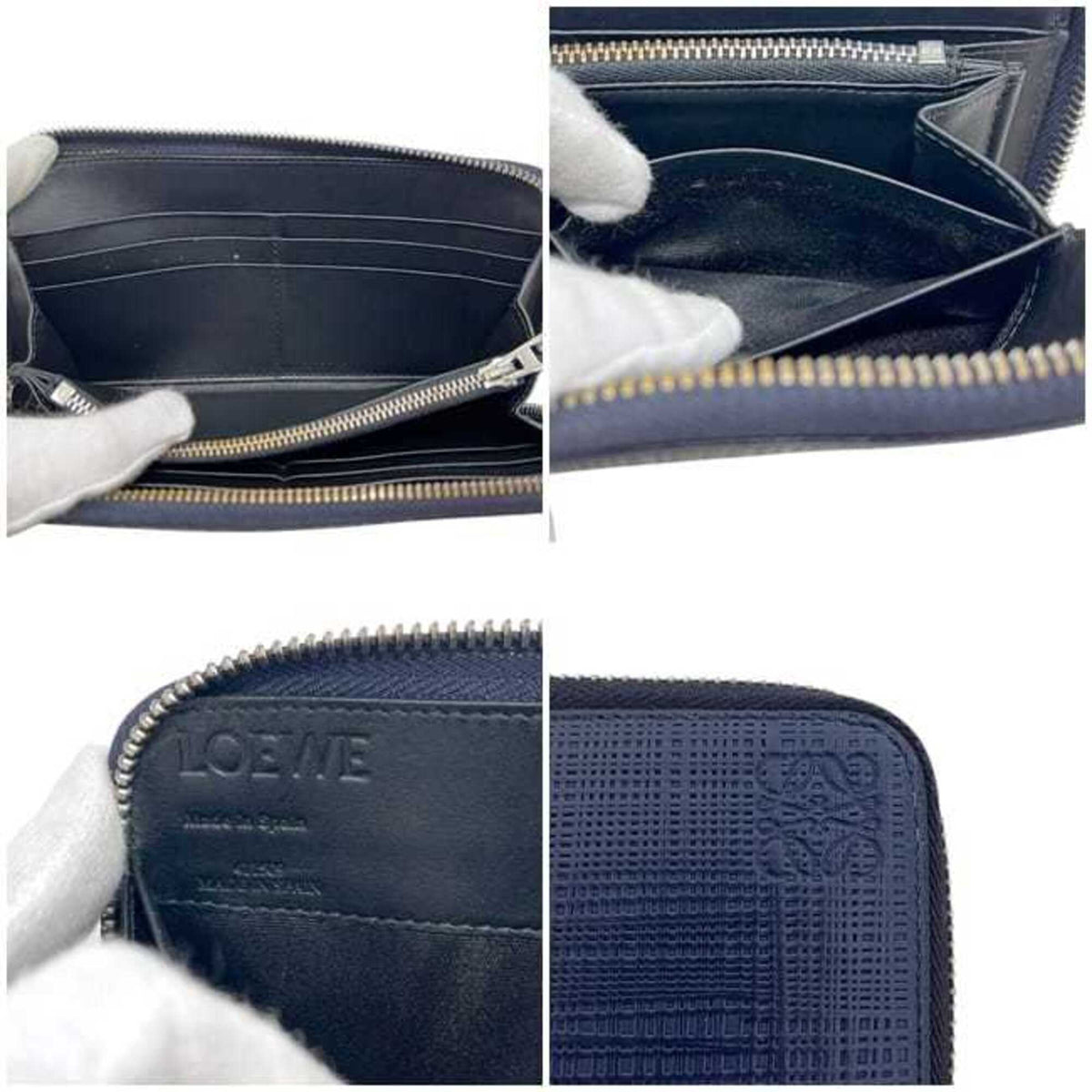 Loewe Navy Leather Long Wallet (Bi-Fold) (Pre-Owned)