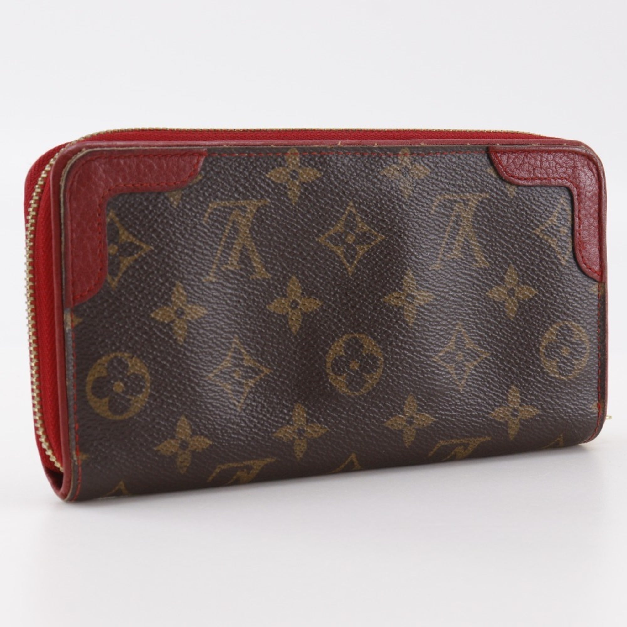 Louis Vuitton Monogram Brown Cerise Red Color Monogram Long Wallet (Bi-Fold) (Pre-Owned)