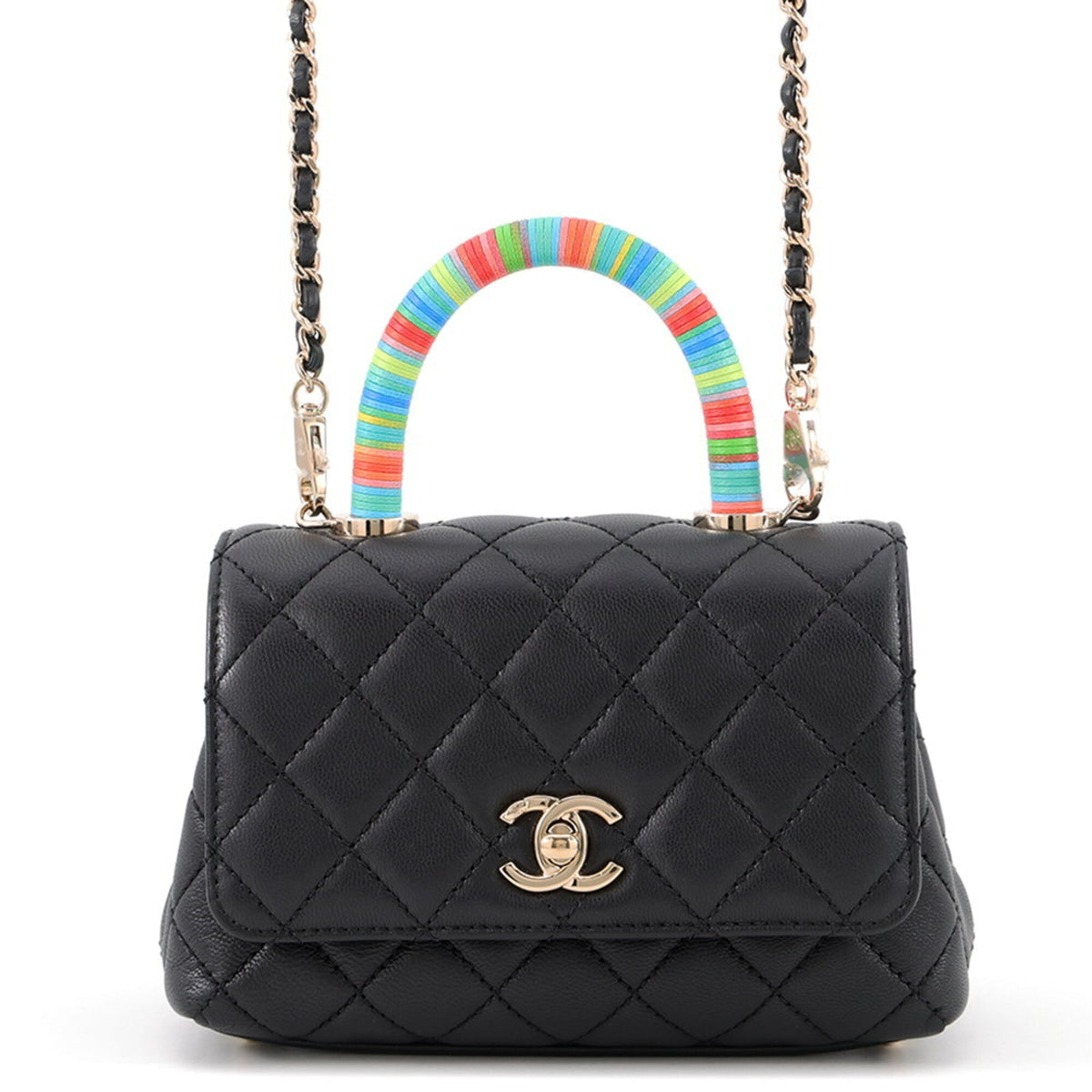Chanel Black Champagne Gold Multi-Color Handbag (Pre-Owned)