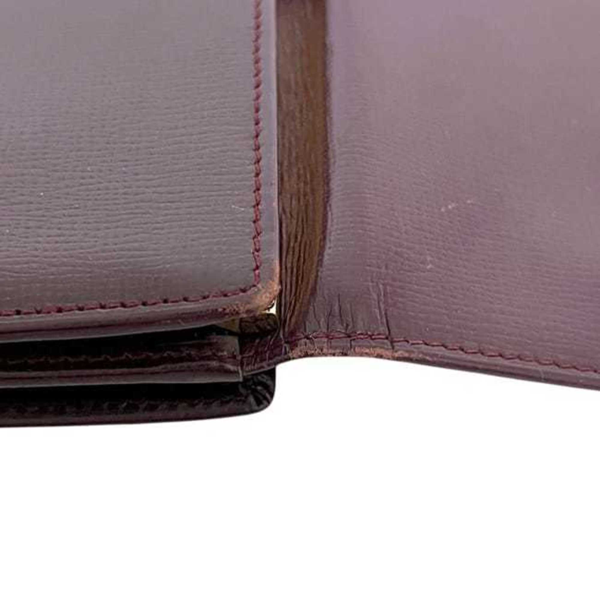 Cartier Bordeaux Wine Red Leather Long Wallet (Tri-Fold) (Pre-Owned)