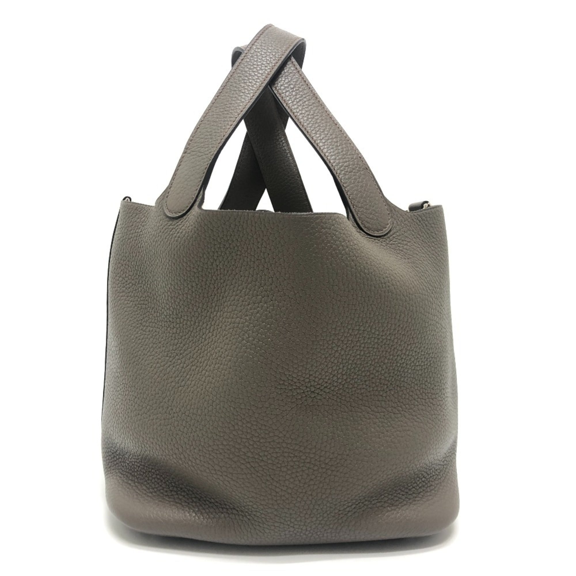 Hermes Picotin Gray Taurillon Clemence Leather Handbag (Pre-Owned)