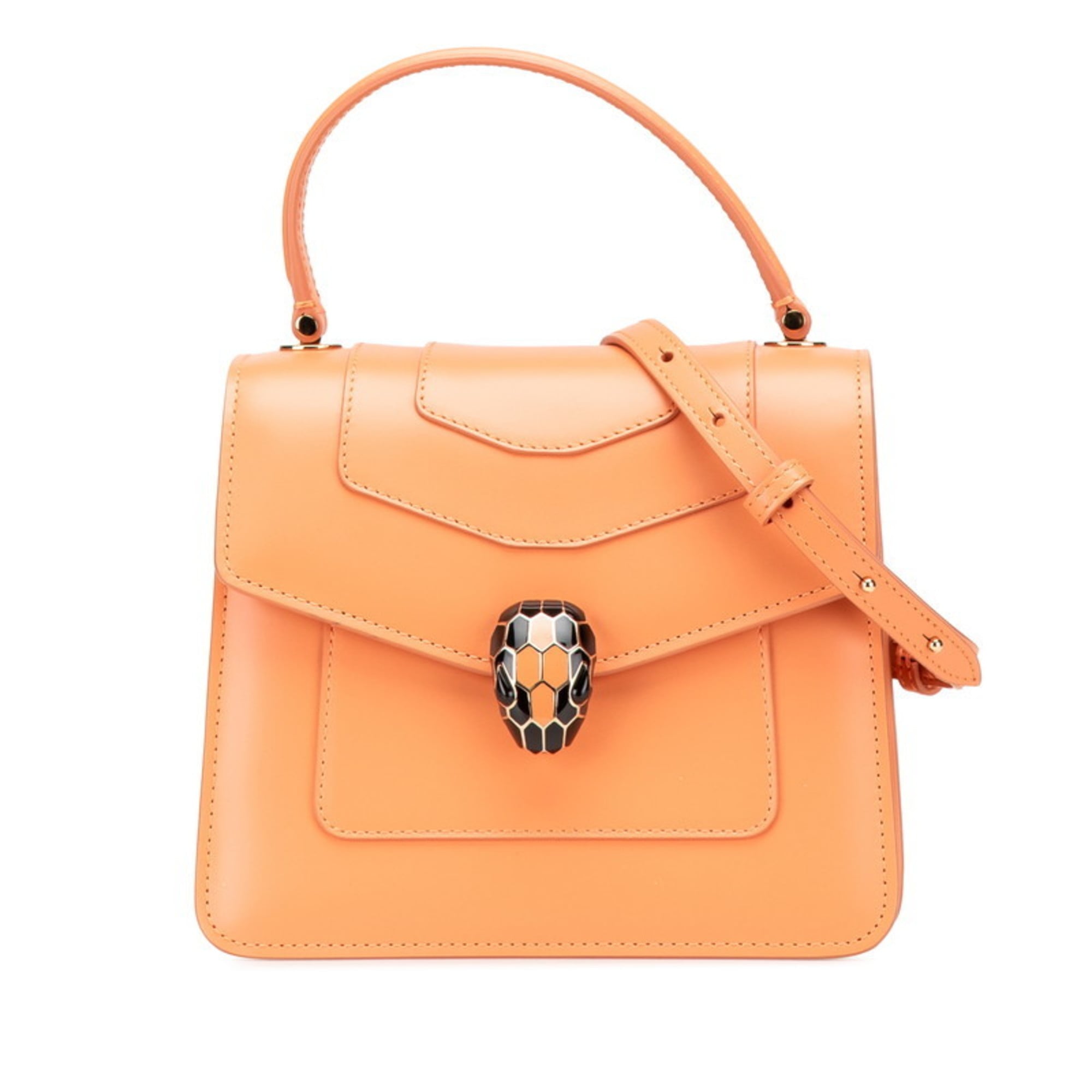 Bvlgari Orange Leather Handbag Shoulder Bag (Pre-Owned)