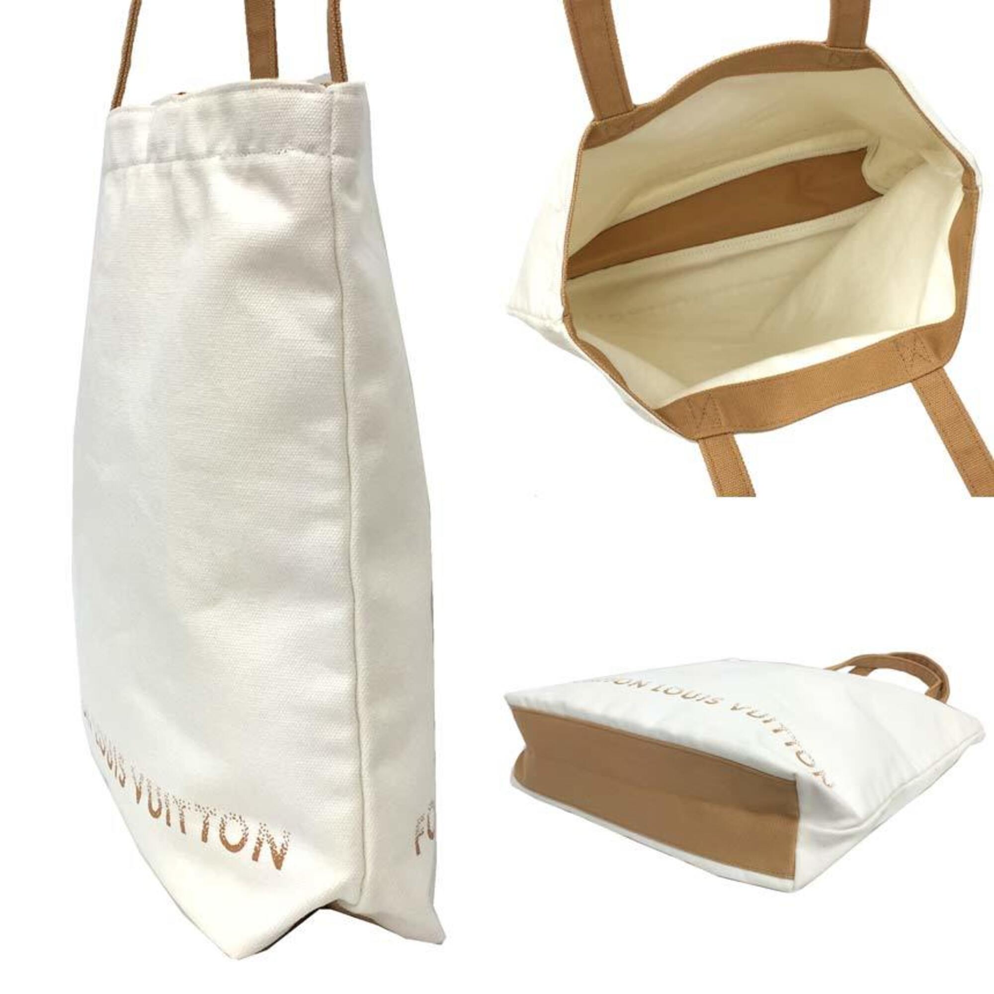 Louis Vuitton Beige White Canvas Tote Bag (Pre-Owned)