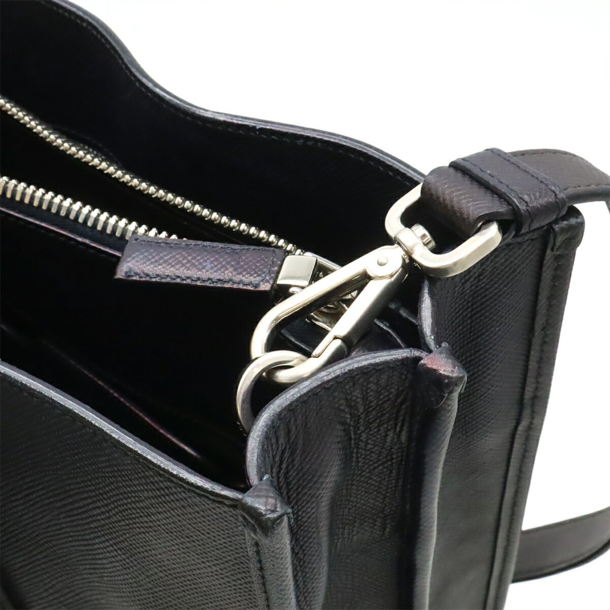 Prada Navy Leather Shoulder Bag Tote Bag (Pre-Owned)