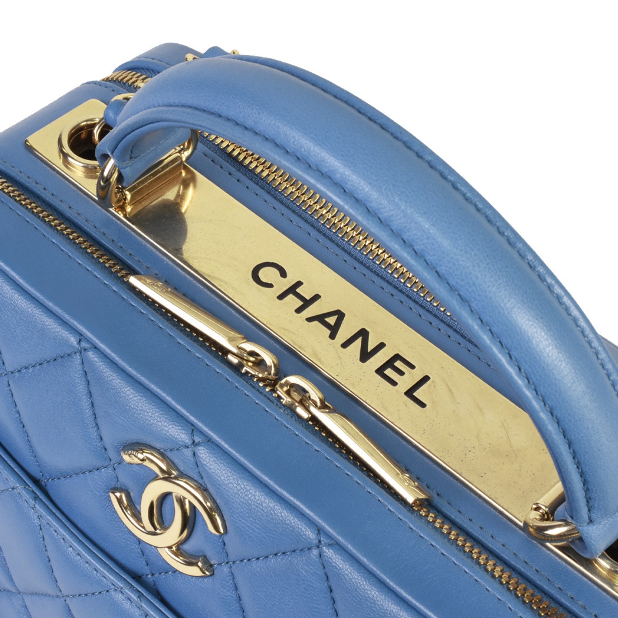 Chanel Blue Suede Handbag Shoulder Bag (Pre-Owned)