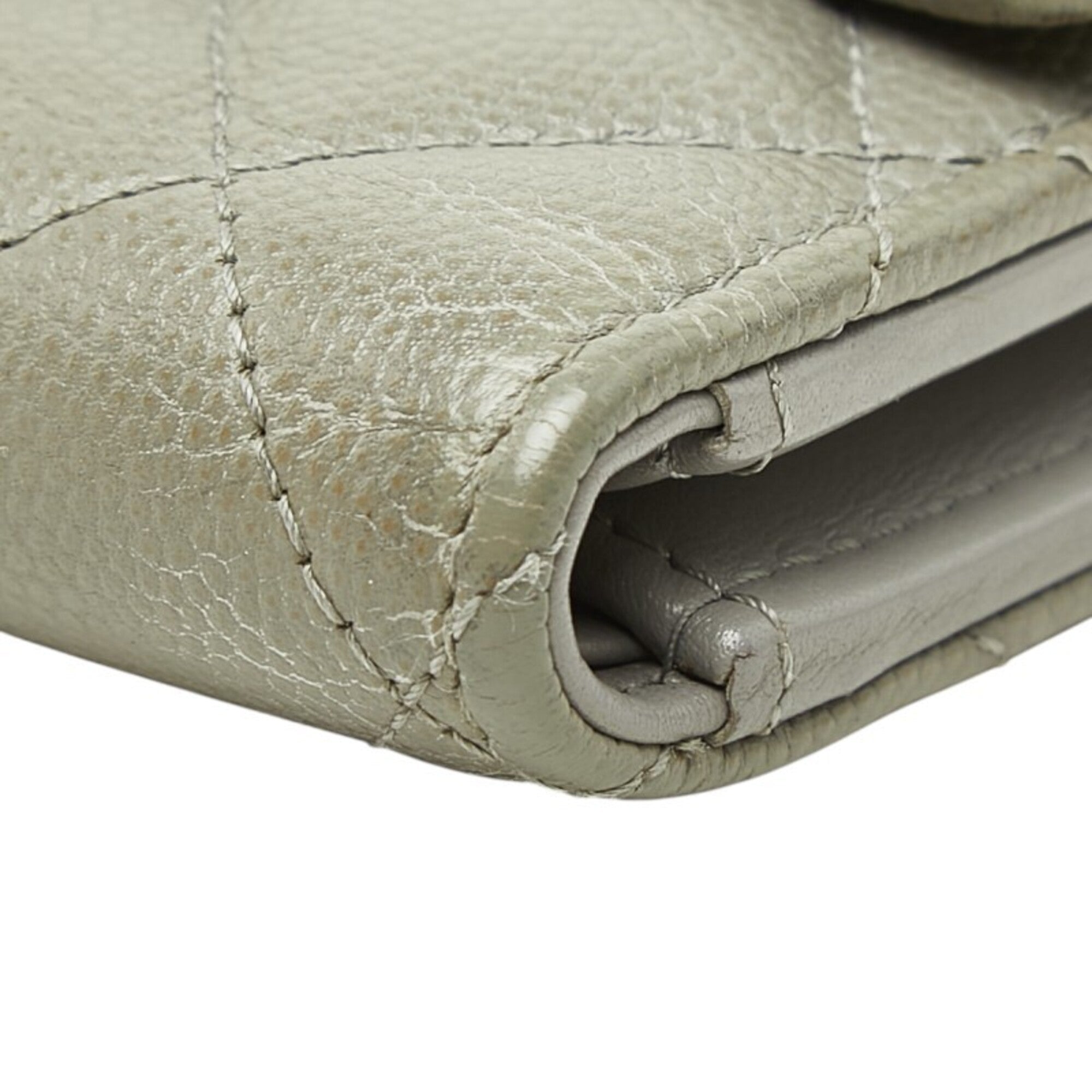 Chanel Gray Grained Calfskin Wallet (Tri-Fold) (Pre-Owned)