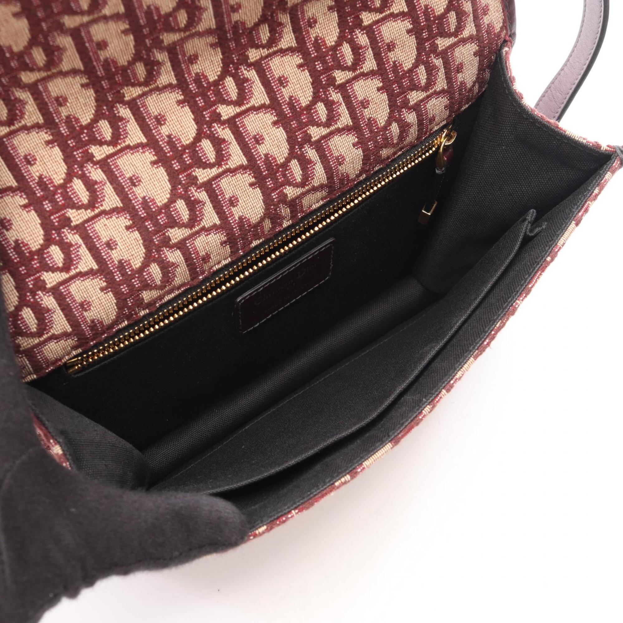 Christian Dior Bordeaux Canvas Leather Handbag Shoulder Bag (Pre-Owned)