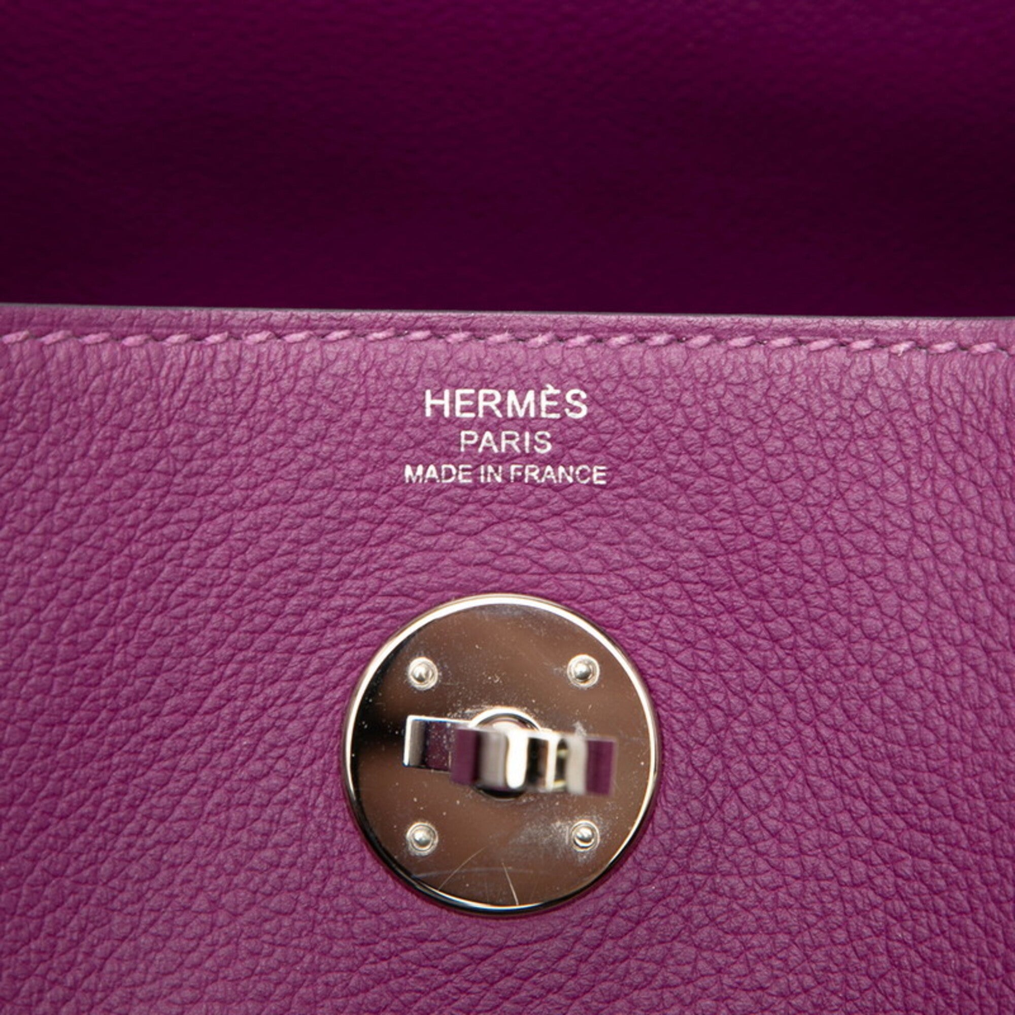 Hermes Anemone Purple Evercalf Leather Handbag Shoulder Bag (Pre-Owned)
