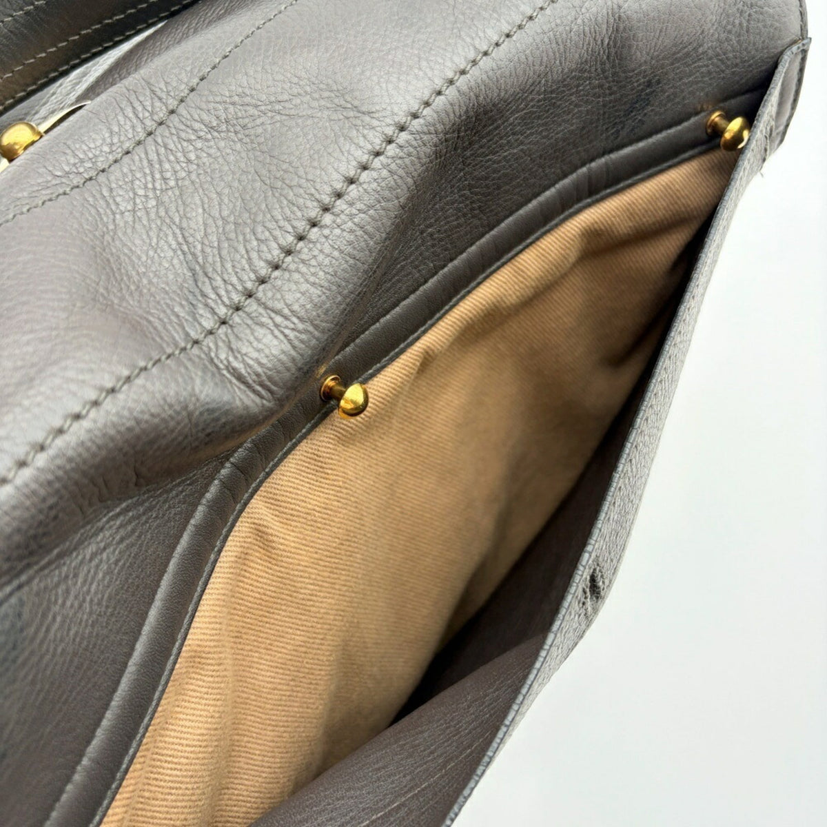 Yves Saint Laurent Beige Dark Brown Leather Canvas Handbag Shoulder Bag (Pre-Owned)