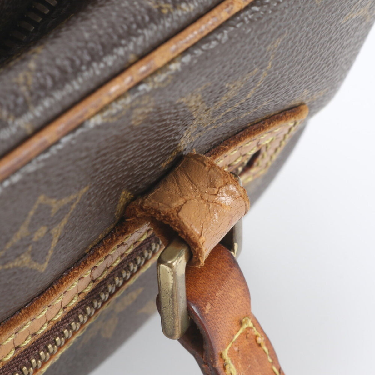 Louis Vuitton Brown Leather Coated Canvas Handbag Shoulder Bag Tote Bag (Pre-Owned)