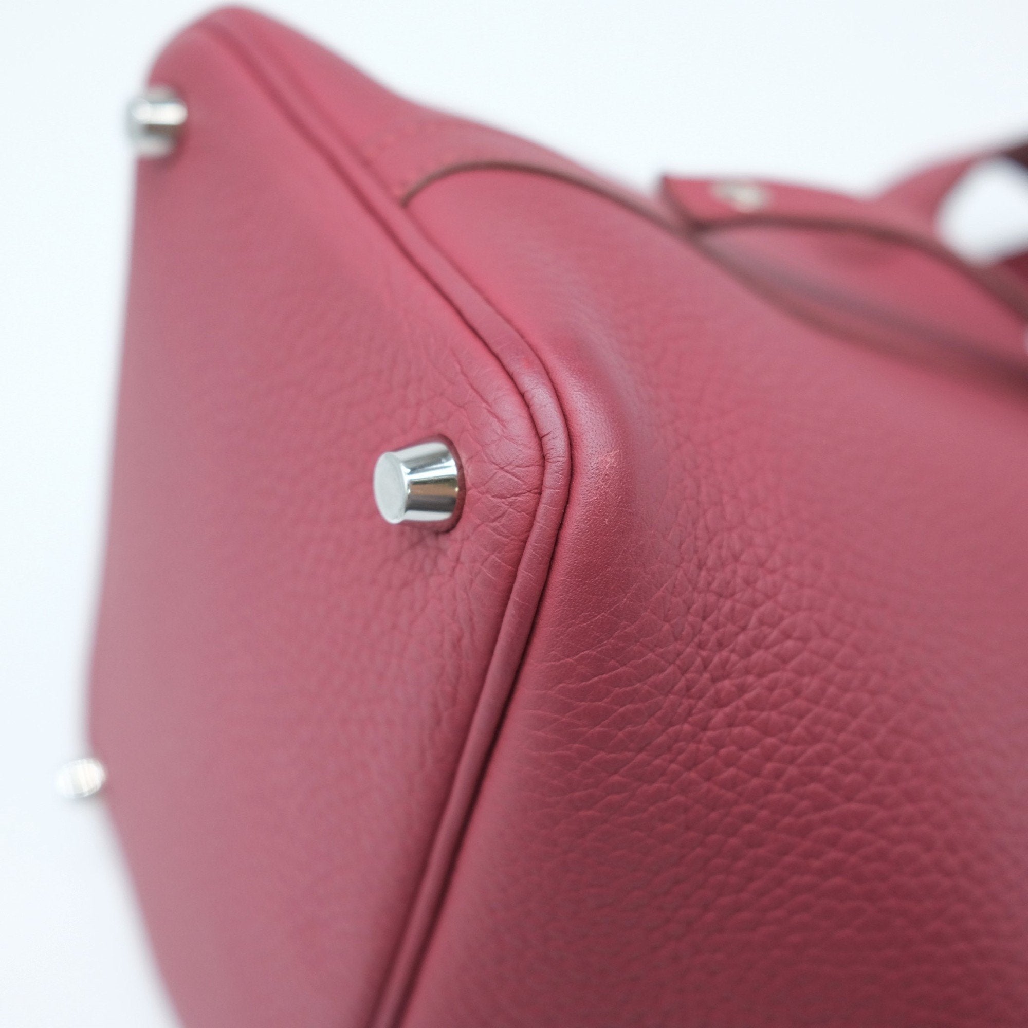 Hermes Rouge H Taurillon Clemence Leather Handbag Tote Bag (Pre-Owned)