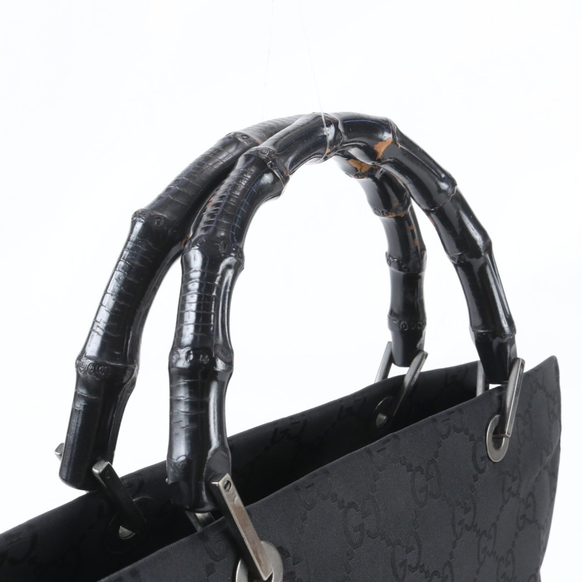 Gucci Bamboo Black Handbag Tote Bag (Pre-Owned)