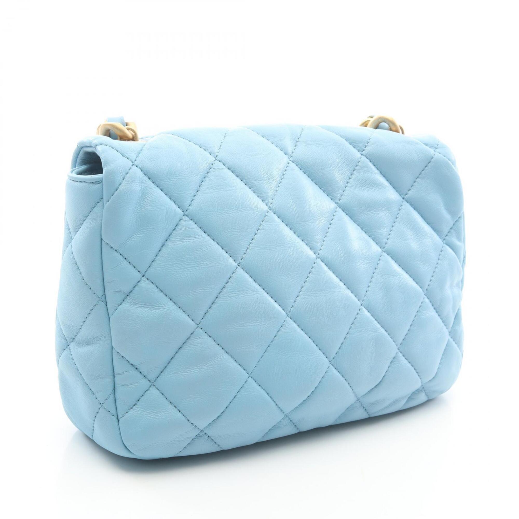 Chanel Blue Leather Handbag Shoulder Bag (Pre-Owned)