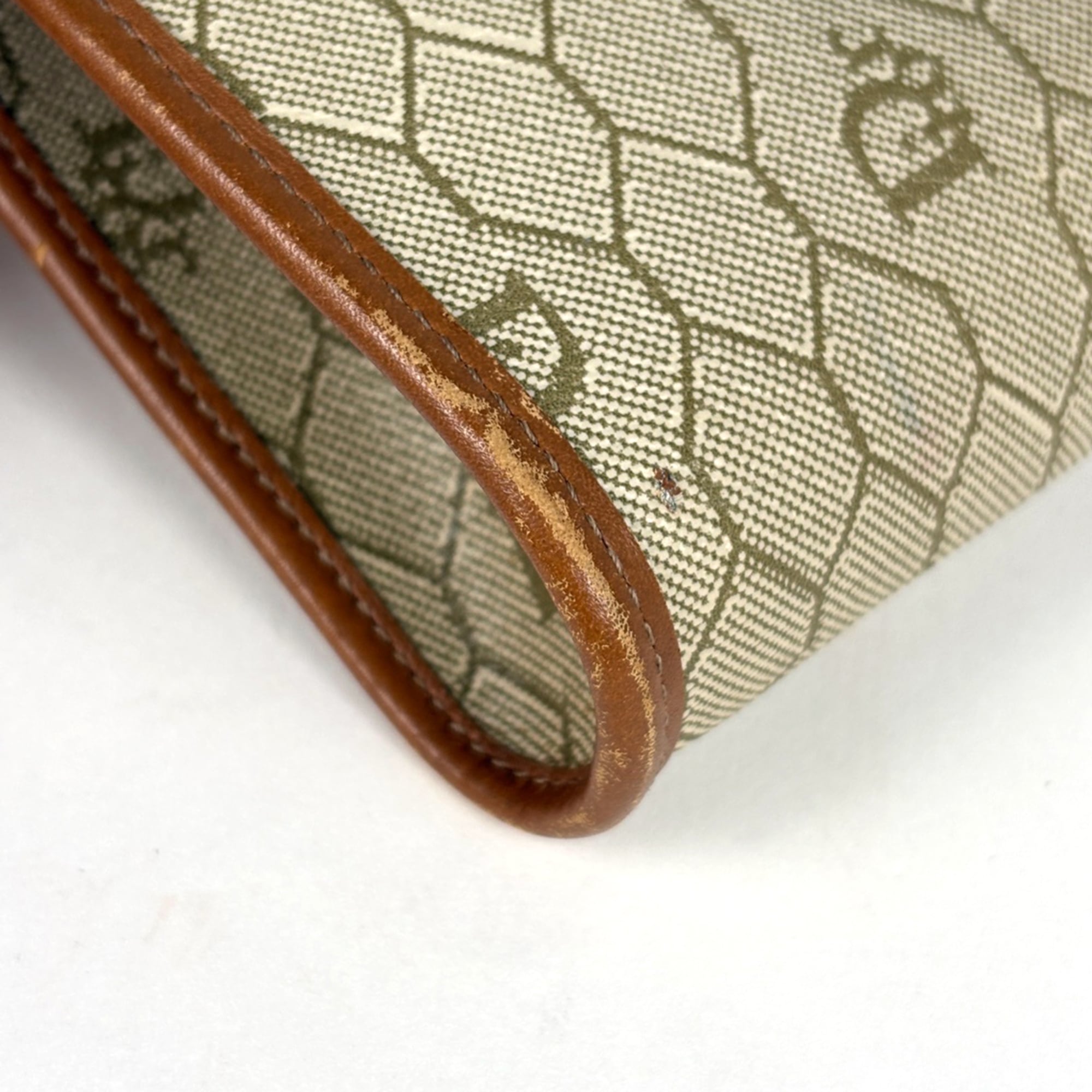 Christian Dior Beige Brown Coated Canvas Leather Pochette Shoulder Bag (Pre-Owned)