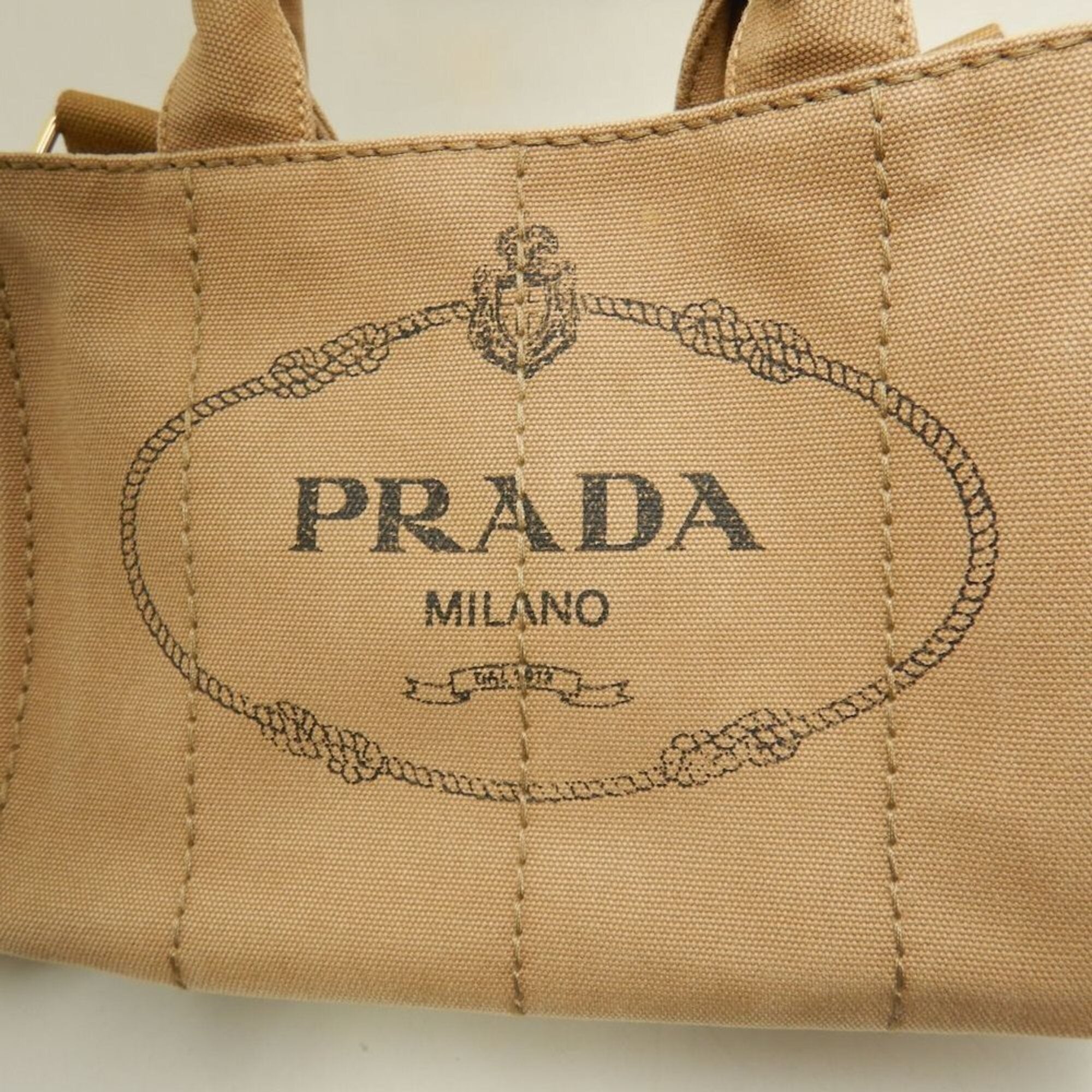 Prada Canapa Gold Canvas Tote Bag (Pre-Owned)