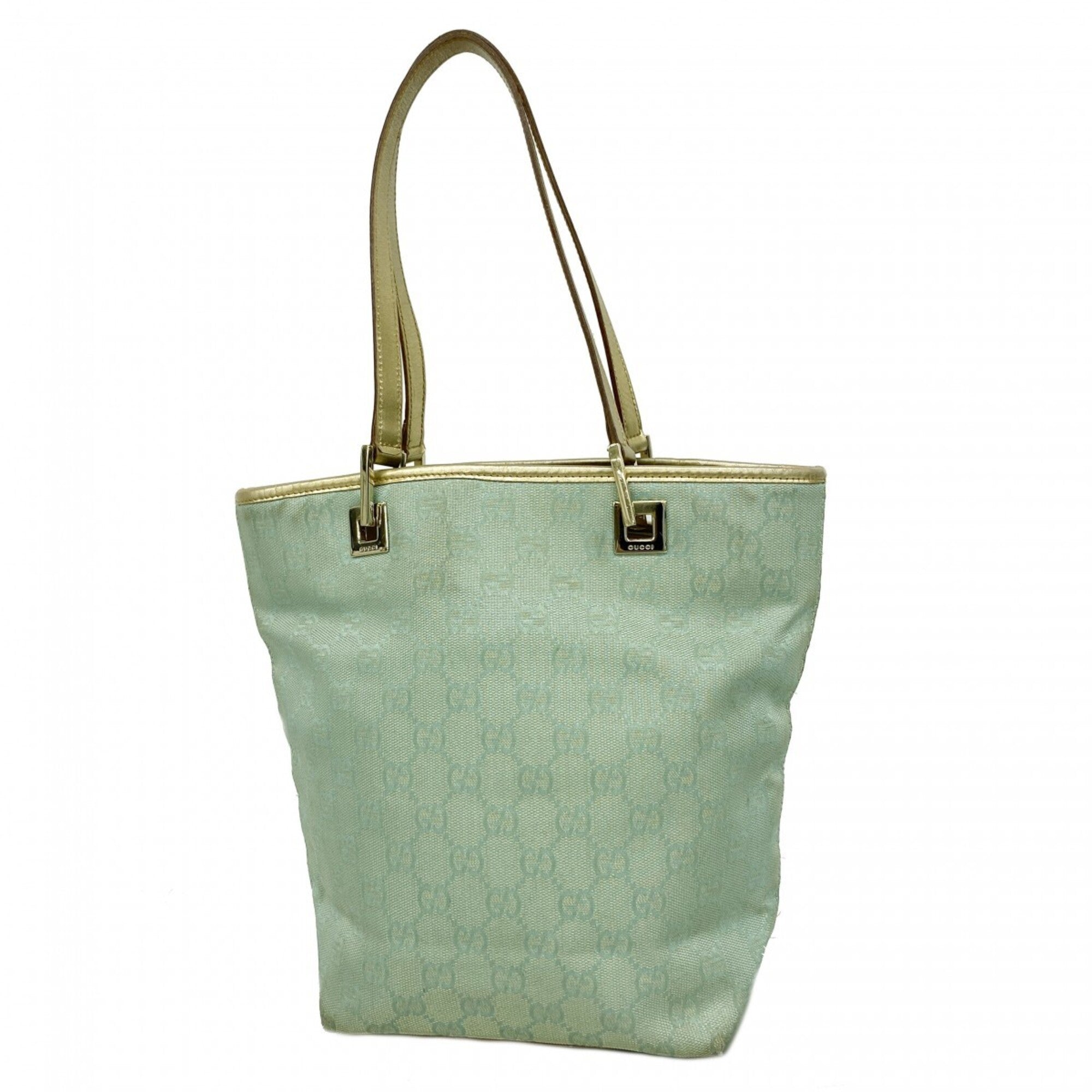Gucci Gold Green Canvas Tote Bag (Pre-Owned)
