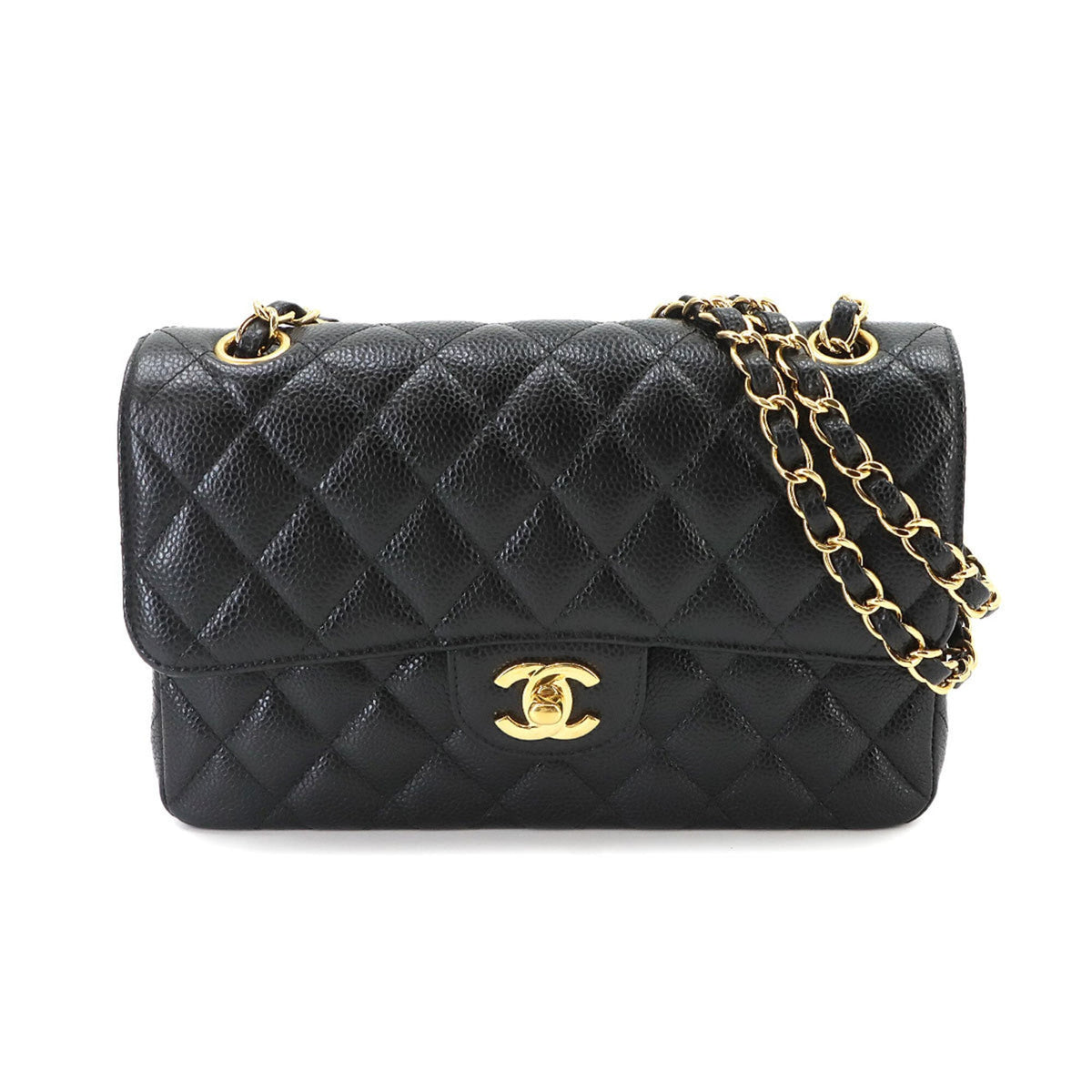 Chanel Black Grained Calfskin Handbag Shoulder Bag (Pre-Owned)