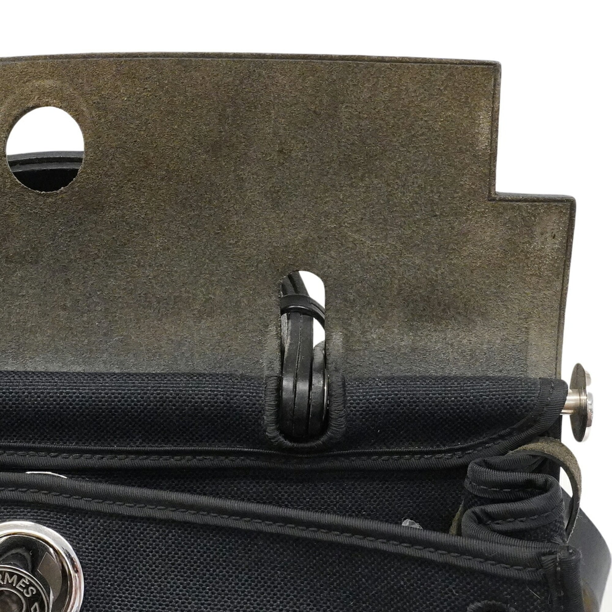 Hermes Black Toile Officier Handbag (Pre-Owned)