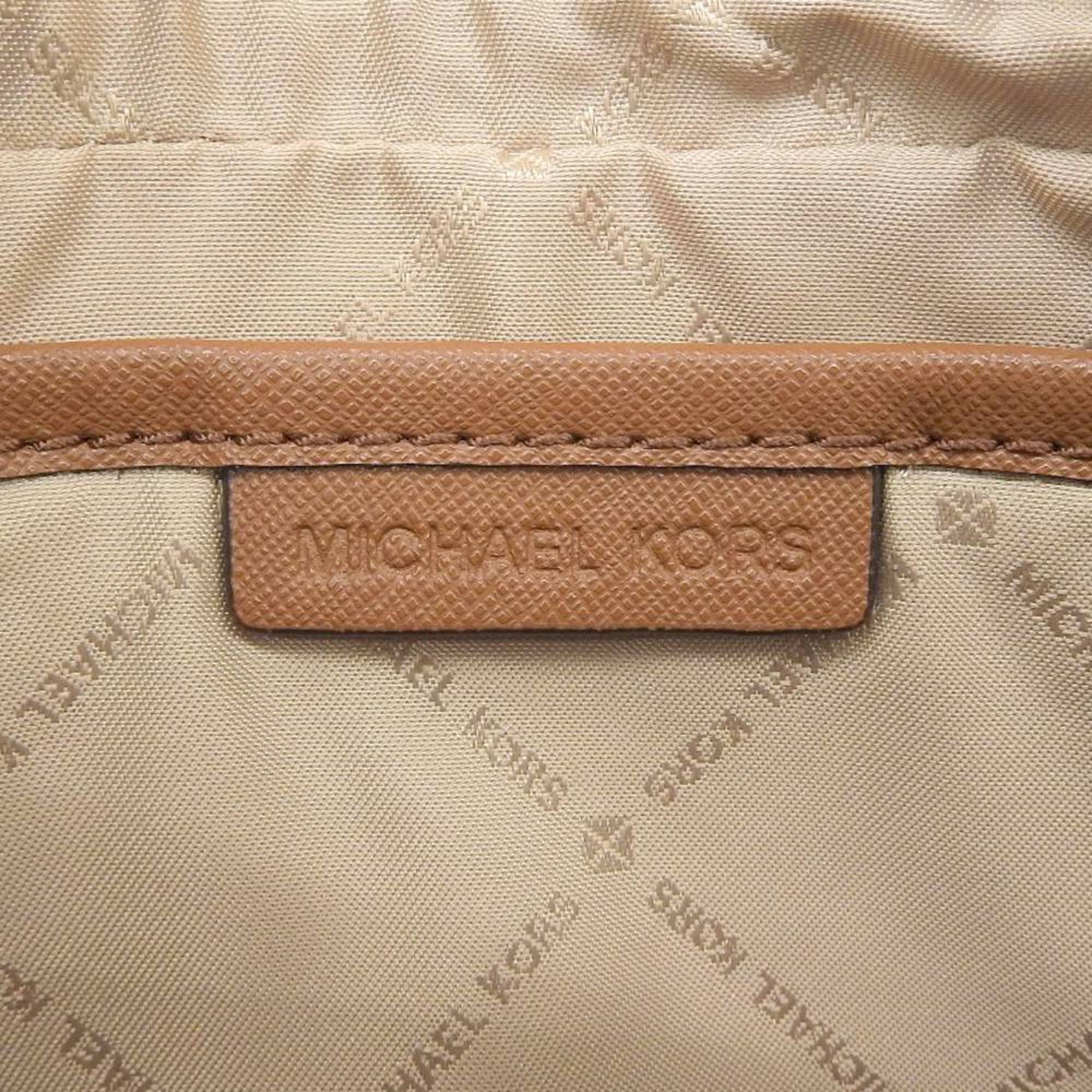 Michael Kors Brown White Pvc Shoulder Bag (Pre-Owned)