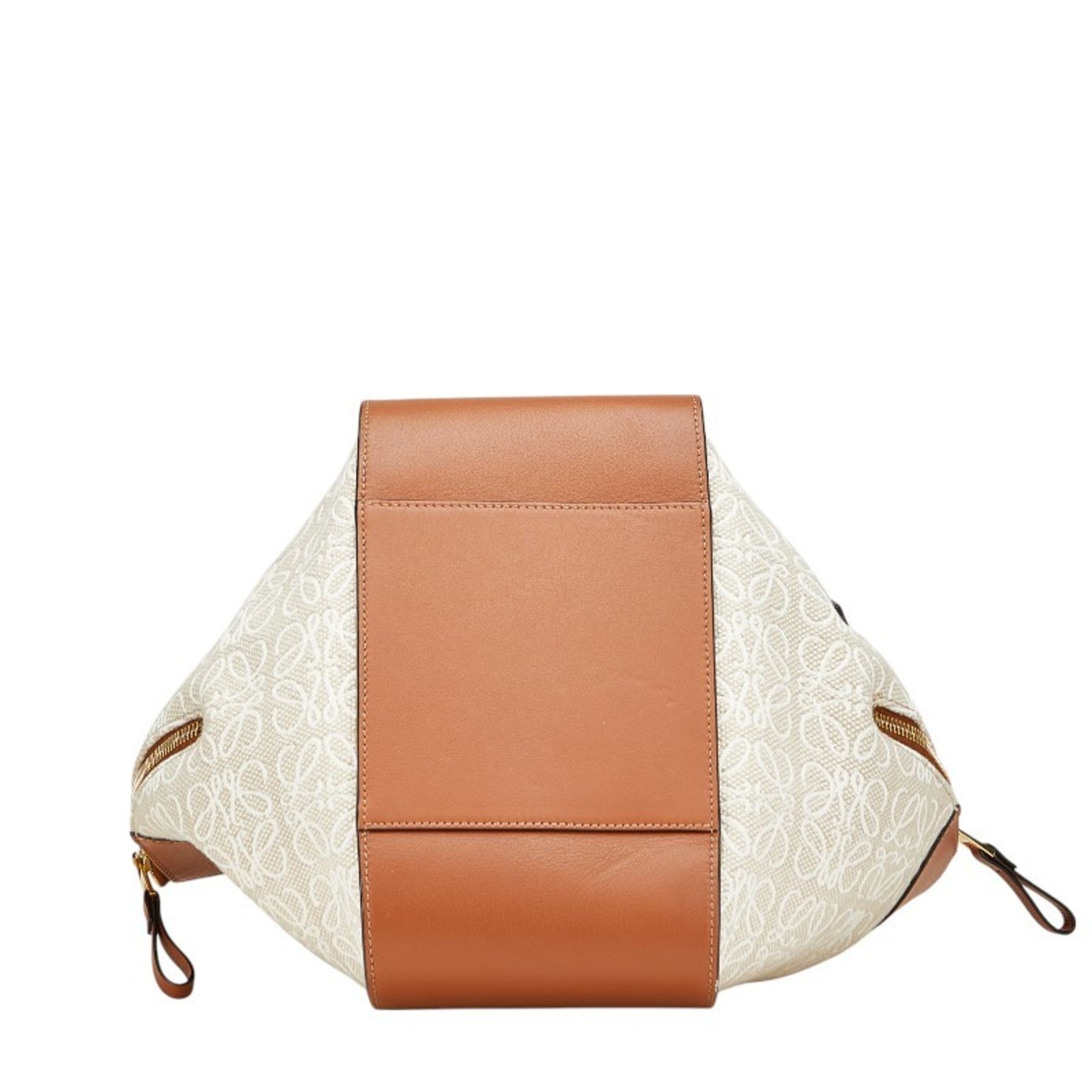 Loewe Beige Brown Canvas Leather Handbag Shoulder Bag (Pre-Owned)