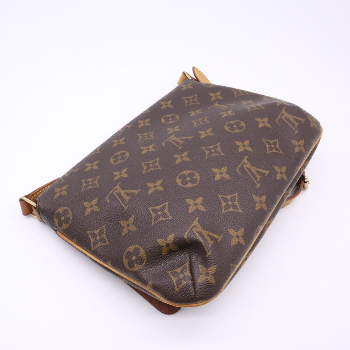 Louis Vuitton Beige Brown Coated Canvas Leather Shoulder Bag (Pre-Owned)