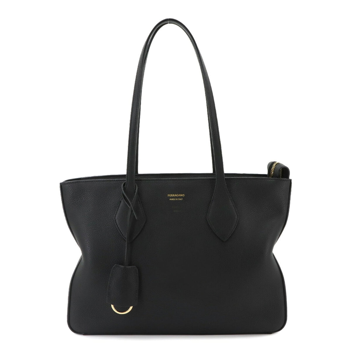 Salvatore Ferragamo Black Leather Handbag Tote Bag (Pre-Owned)