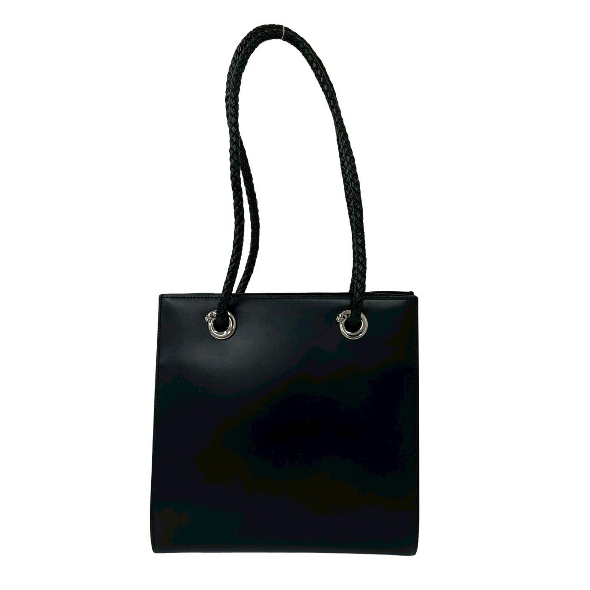 Cartier Black Leather Shoulder Bag Tote Bag (Pre-Owned)