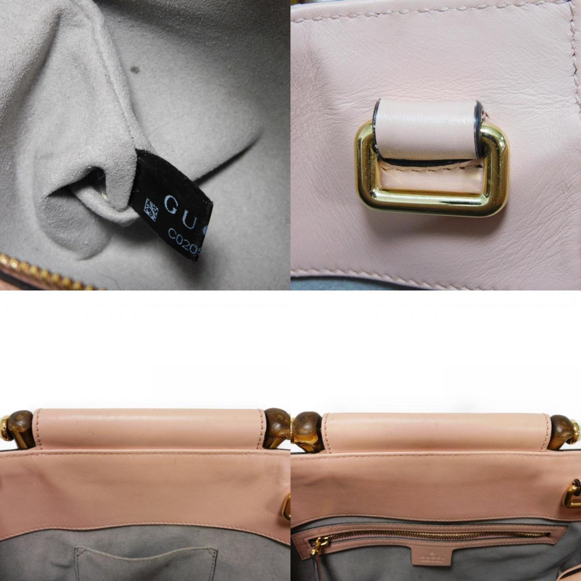 Gucci Light Pink Bamboo Leather Handbag (Pre-Owned)