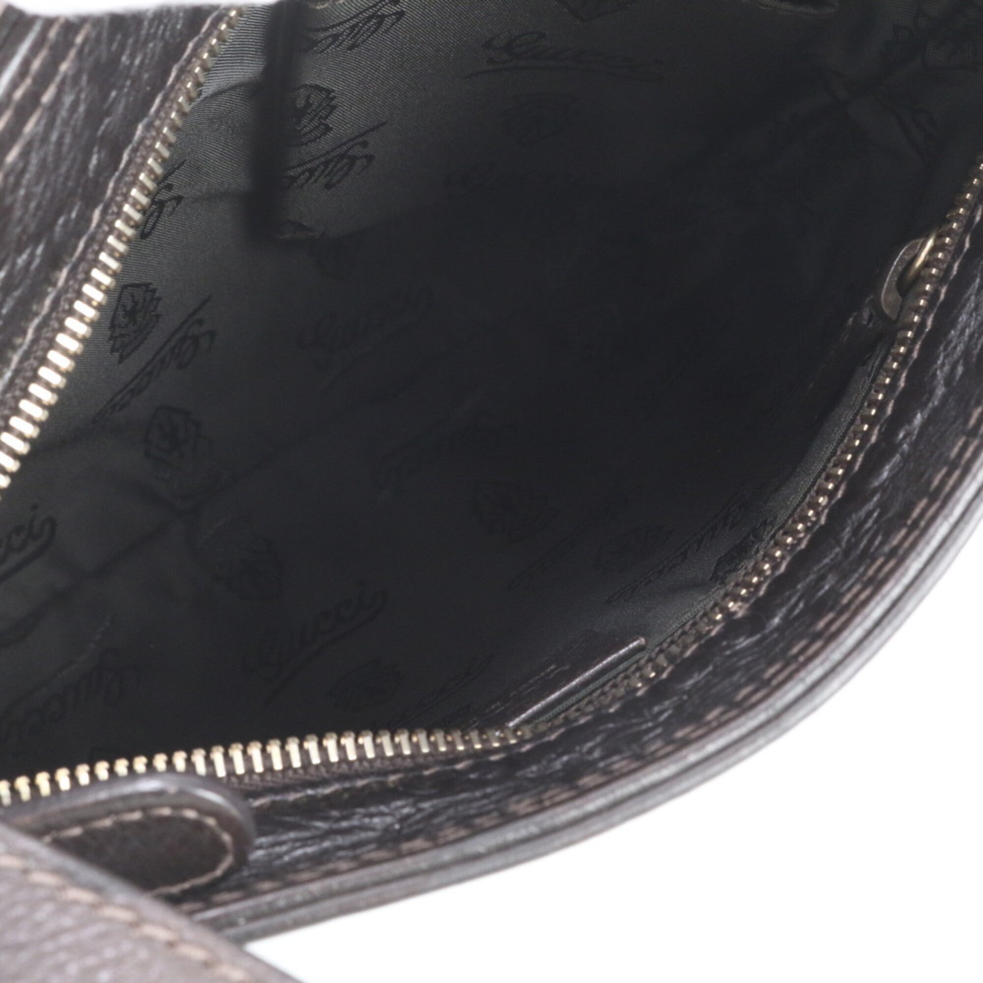 Gucci Guccissima Dark Brown Leather Shoulder Bag (Pre-Owned)