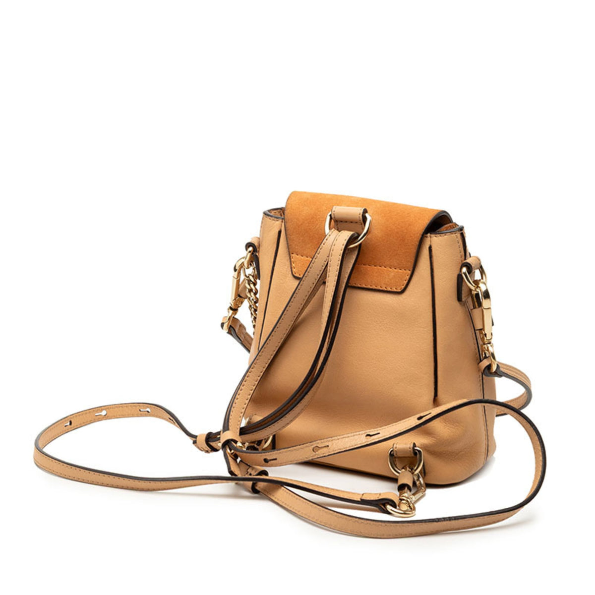 Chloé Beige Grayish Suede Leather Backpack Handbag (Pre-Owned)