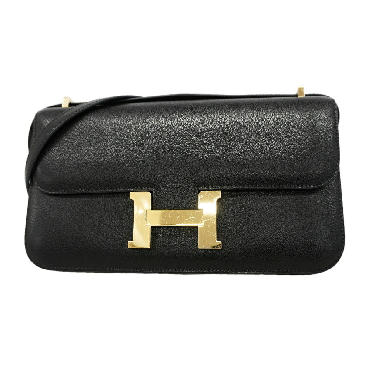 Hermes Black Chevre Myzore Leather Shoulder Bag (Pre-Owned)