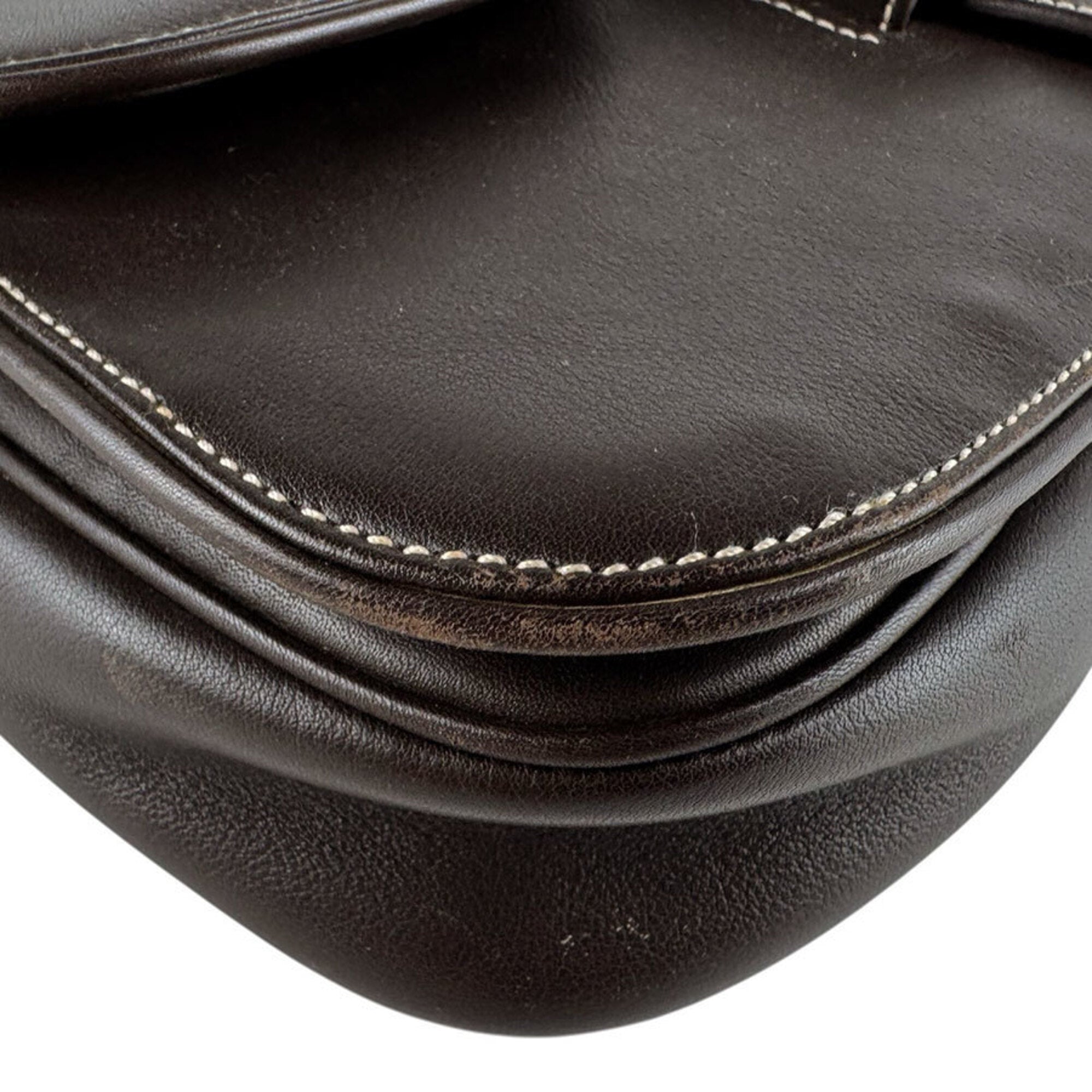 Salvatore Ferragamo Brown Leather Shoulder Bag (Pre-Owned)