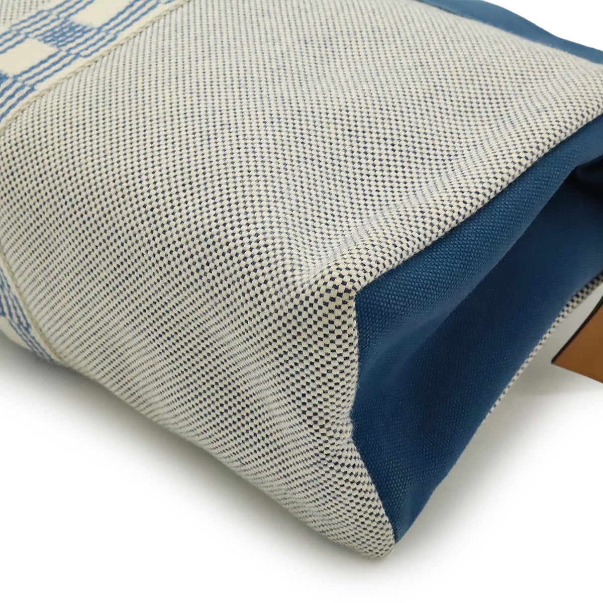Hermes Blue Ivory Canvas Clutch Bag (Pre-Owned)