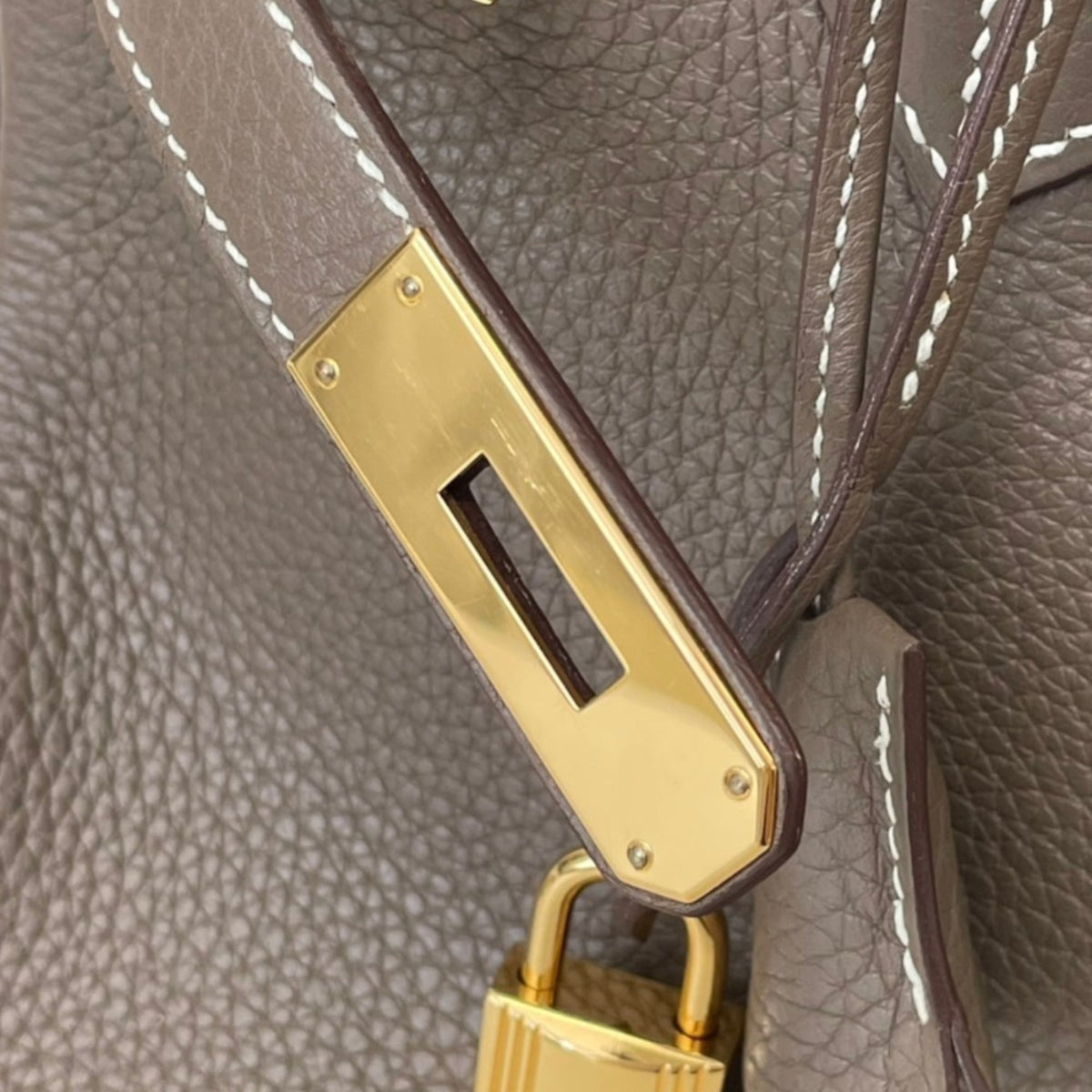 Hermes Birkin Etoupe Gray Grayish Taurillon Clemence Leather Handbag (Pre-Owned)