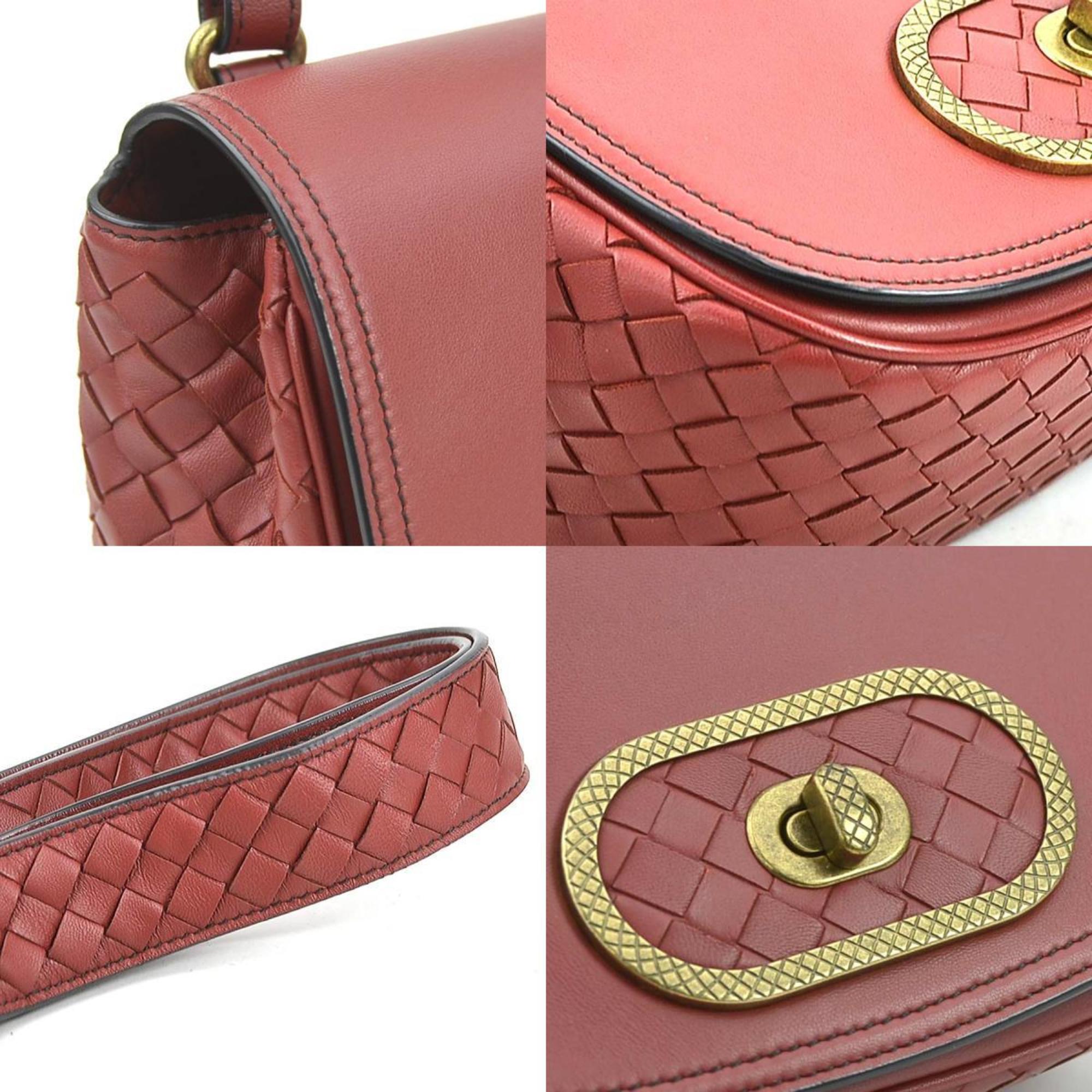 Bottega Veneta Red Color Intrecciato Shoulder Bag (Pre-Owned)