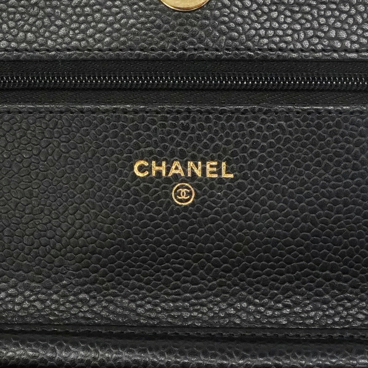 Chanel Black Grained Calfskin Chain/Shoulder Wallet (Pre-Owned)