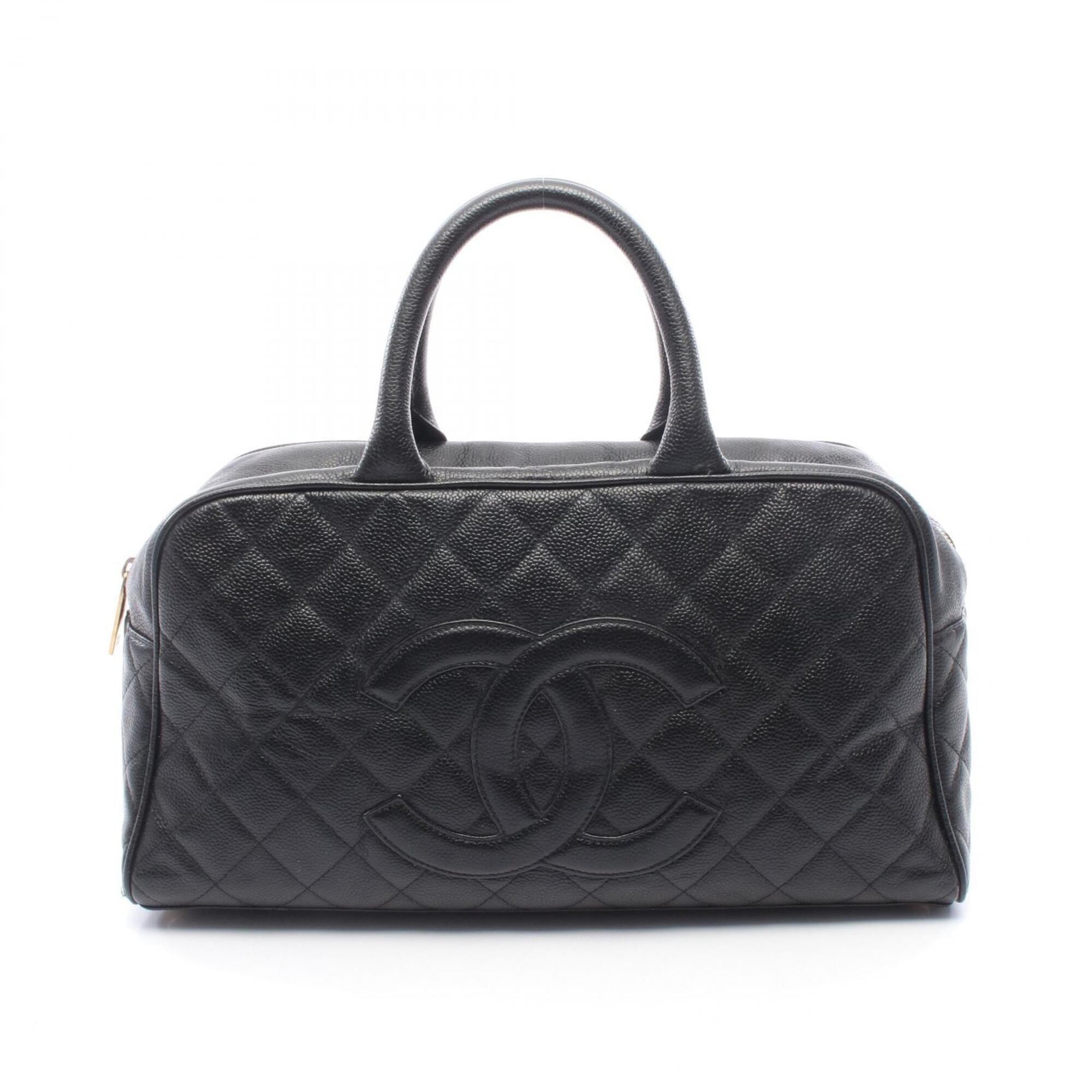 Chanel Black Grained Calfskin Boston Bag Handbag (Pre-Owned)