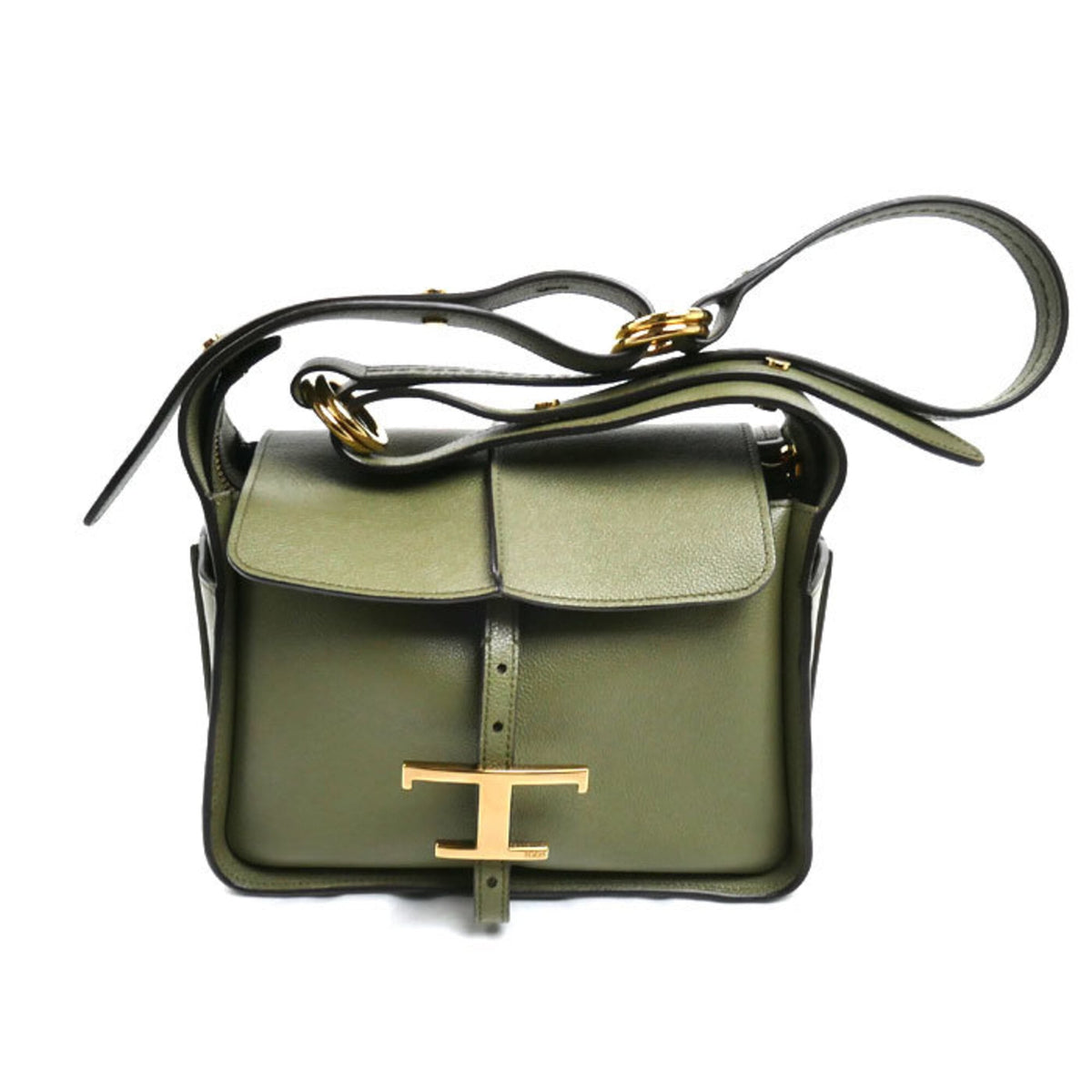 Tod's Green Olive Leather Messenger Bag Shoulder Bag (Pre-Owned)