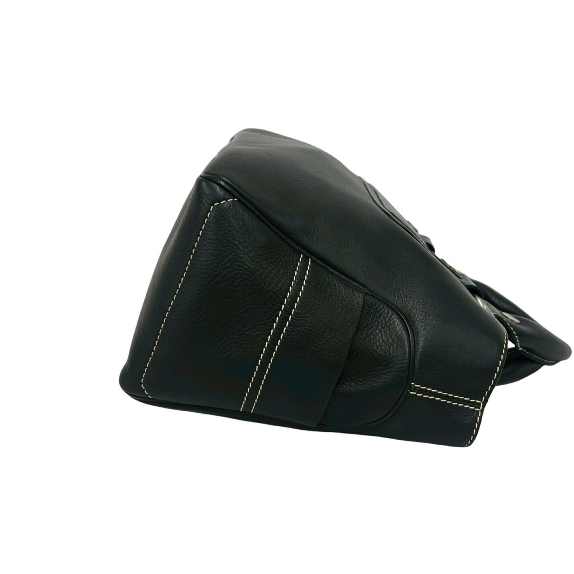 Celine Black Leather Boston Bag Handbag Tote Bag (Pre-Owned)