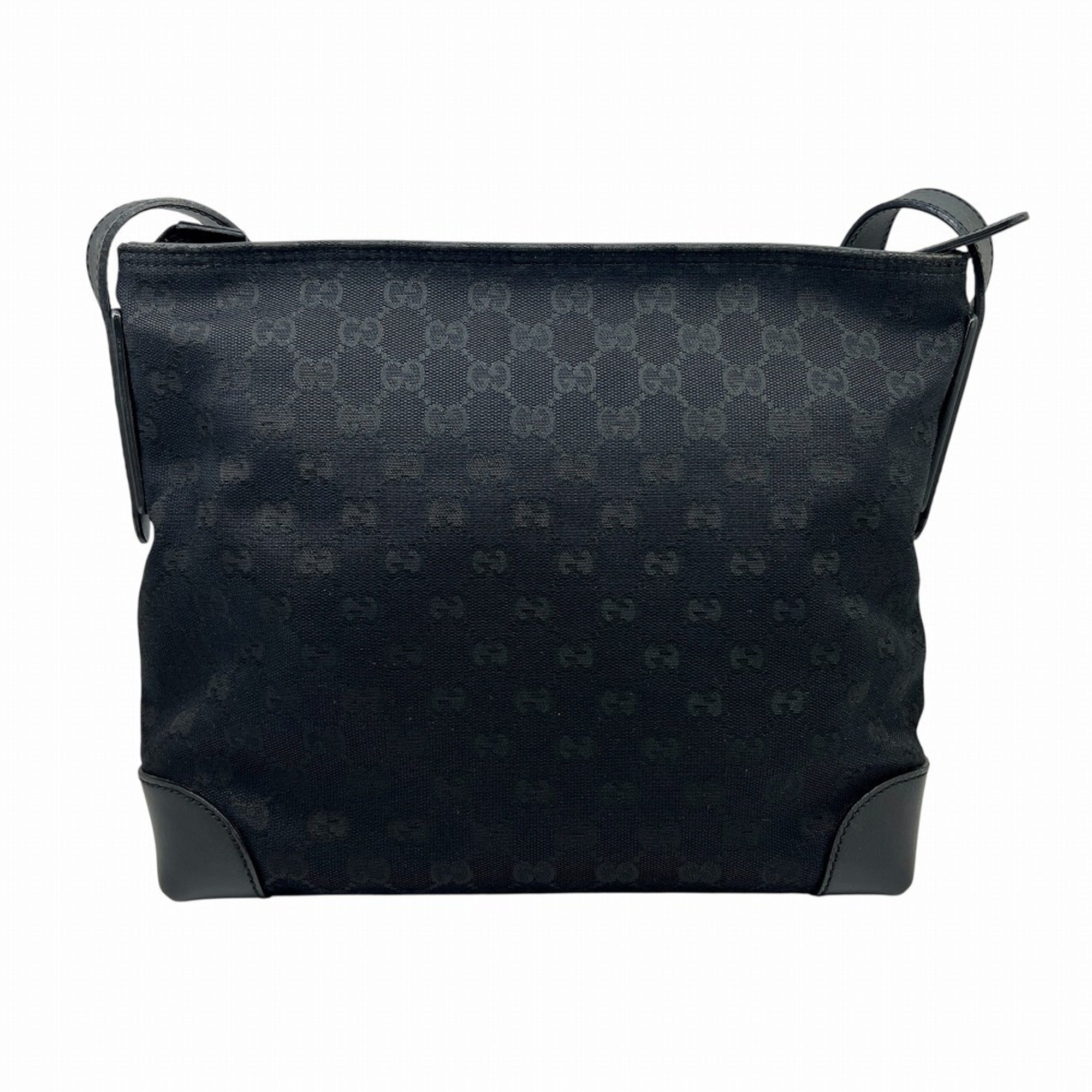 Gucci Black Gg Canvas Leather Shoulder Bag (Pre-Owned)