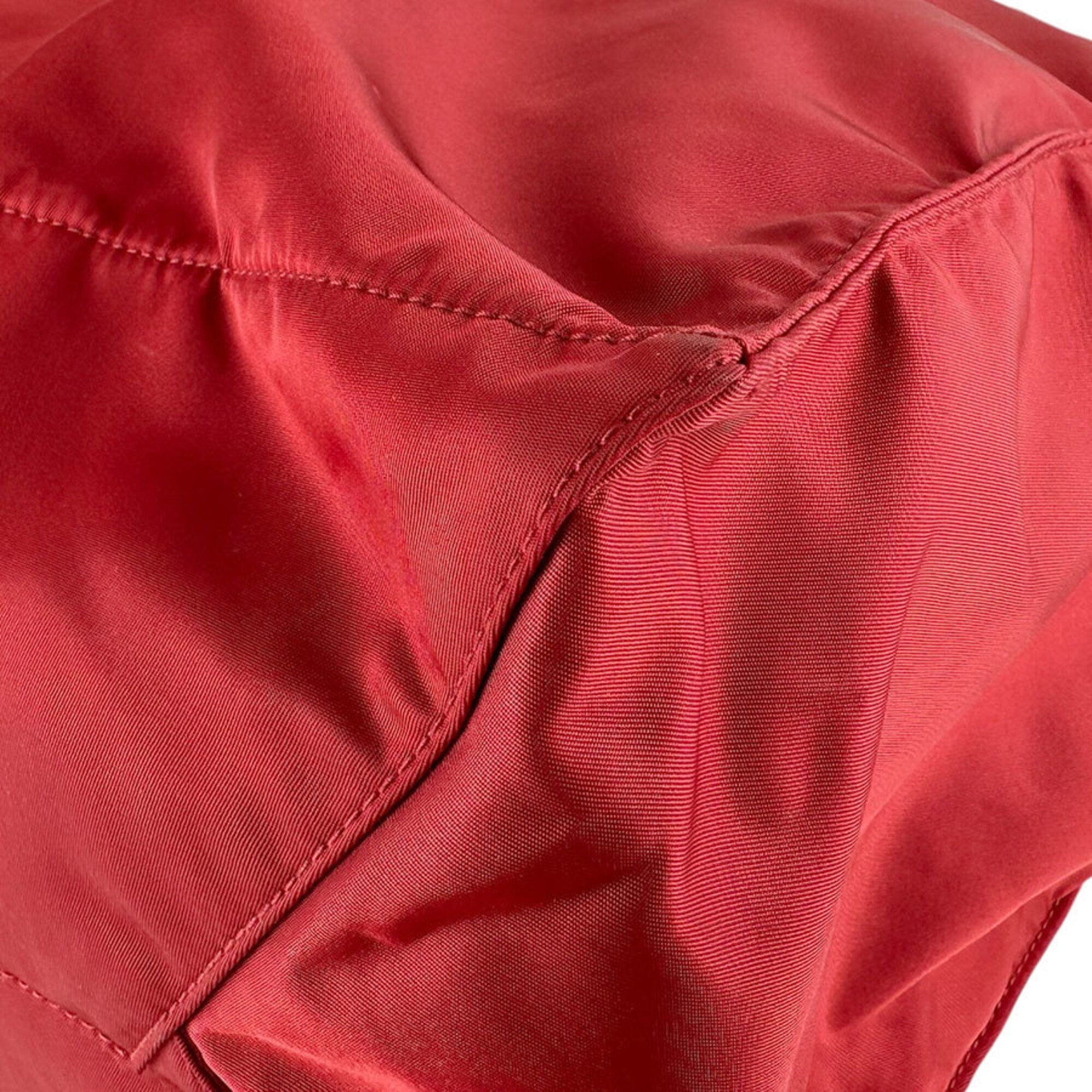 Prada Red Color Nylon Handbag Shoulder Bag (Pre-Owned)
