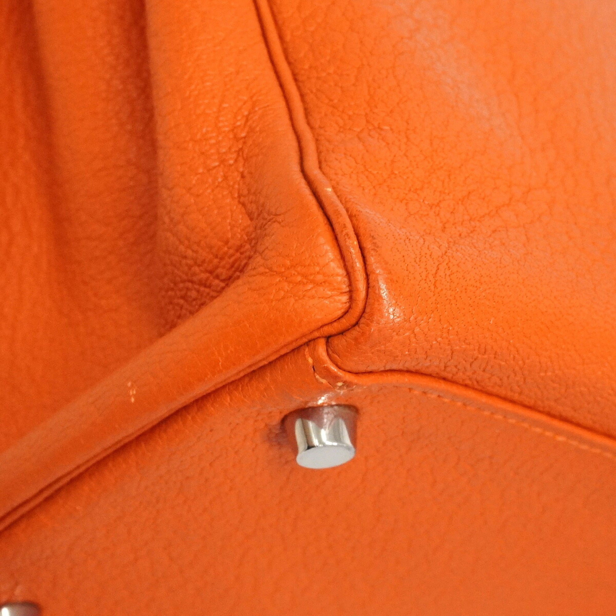 Hermes Orange Chevre Leather Handbag (Pre-Owned)