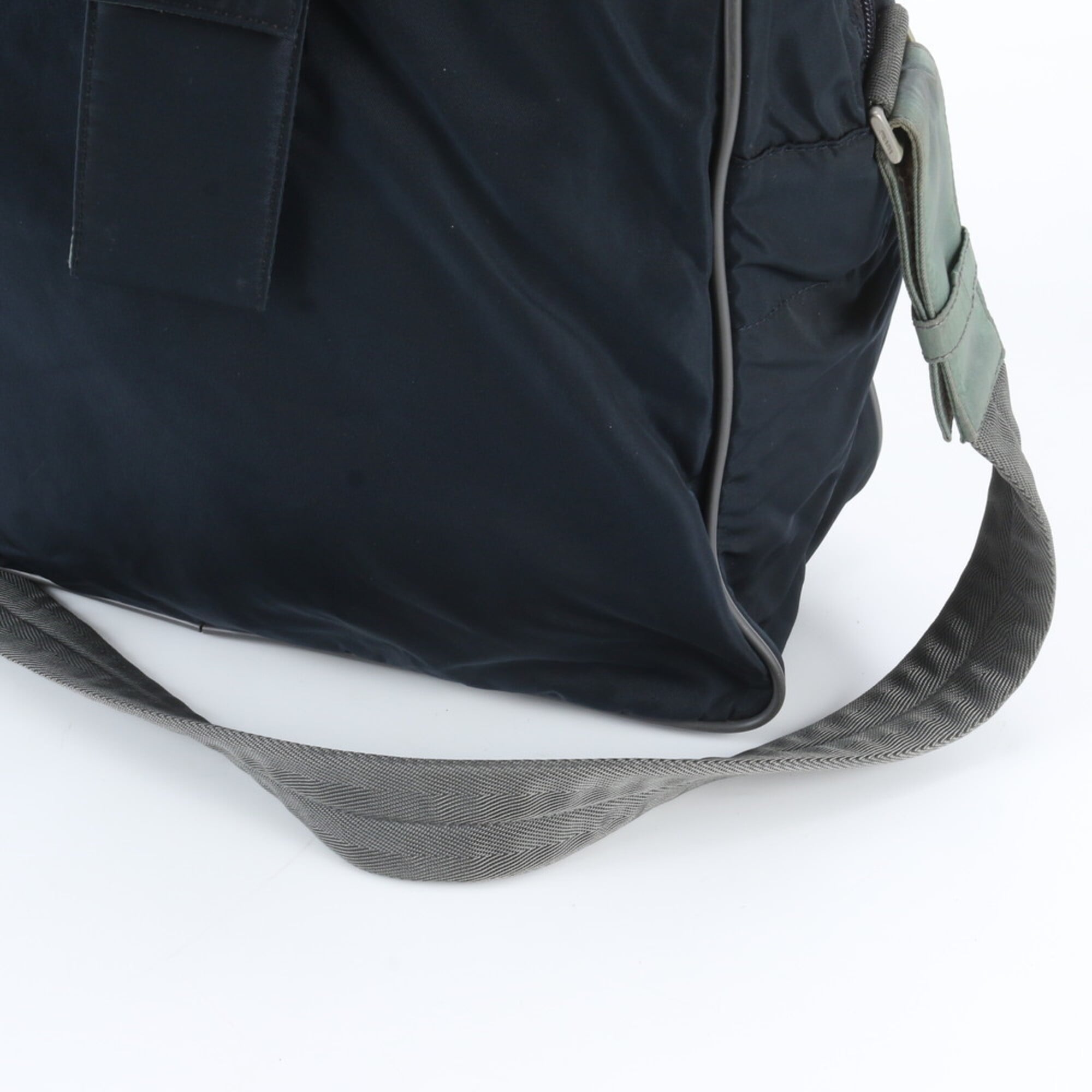 Pradasports Gray Navy Boston Bag Shoulder Bag Tote Bag (Pre-Owned)